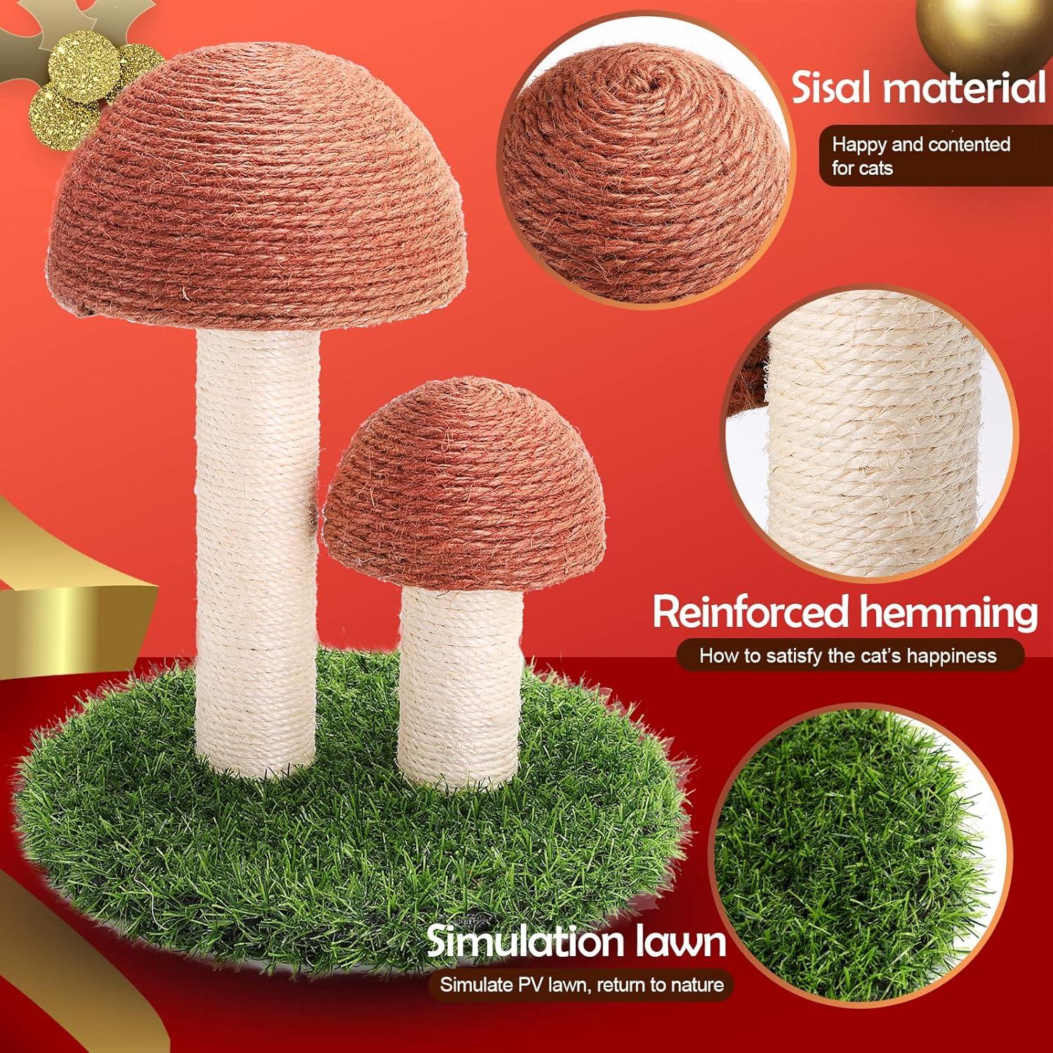 Poste Rascador para Gatos PowerKing Hongo 38x30.5cm Sisal Natural