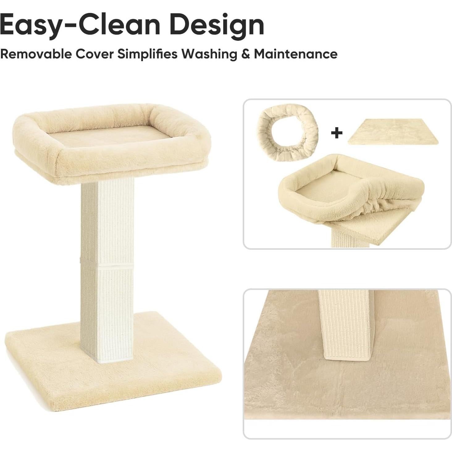 Poste Rascador para Gatos AGYM 81cm Beige con Cama Elevada