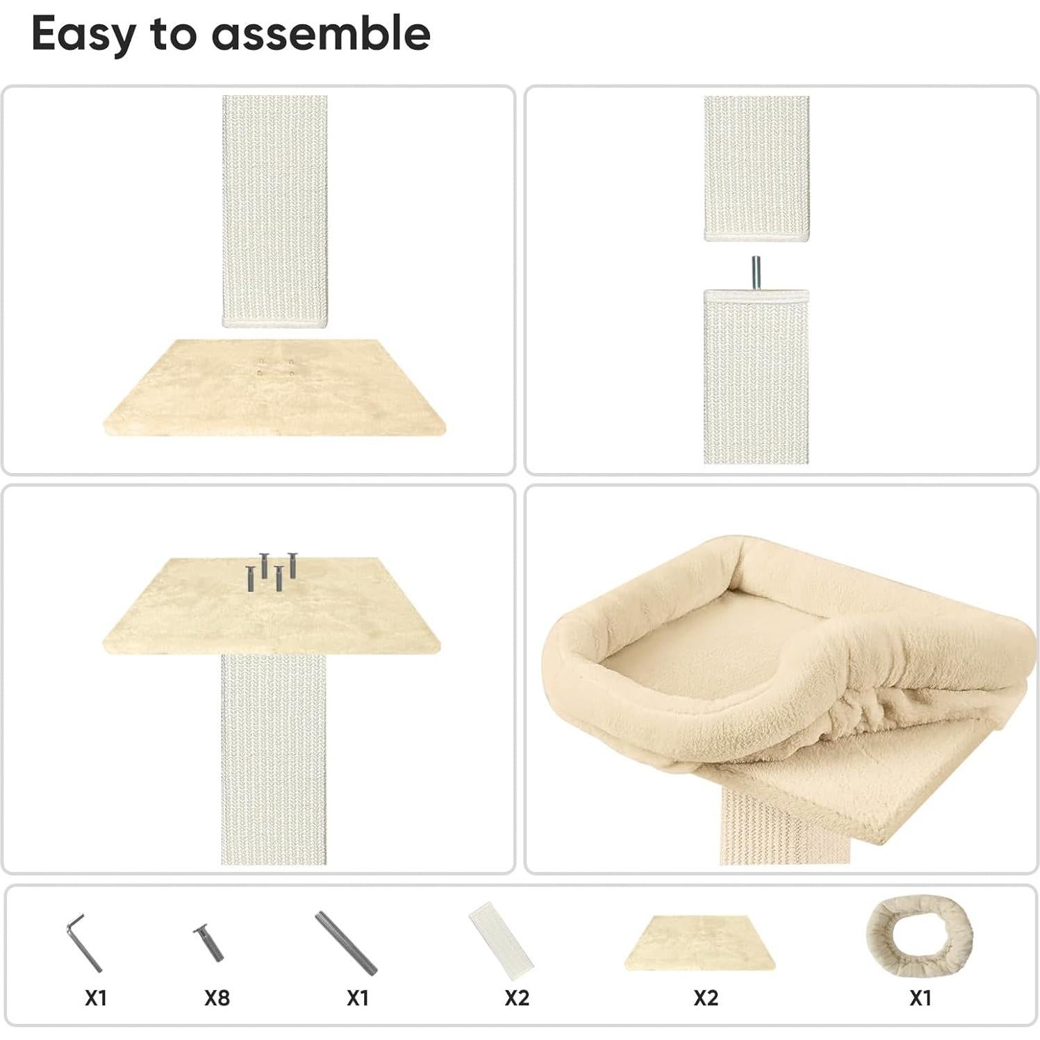 Poste Rascador para Gatos AGYM 81cm Beige con Cama Elevada
