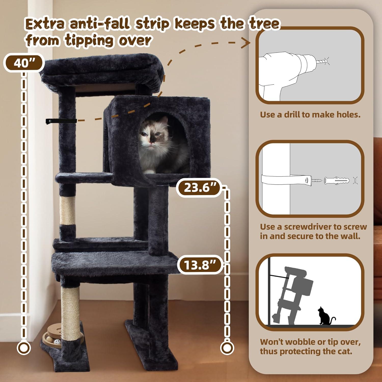 Árbol para Gatos Fantasreen 101.6 cm Gris con Hamaca