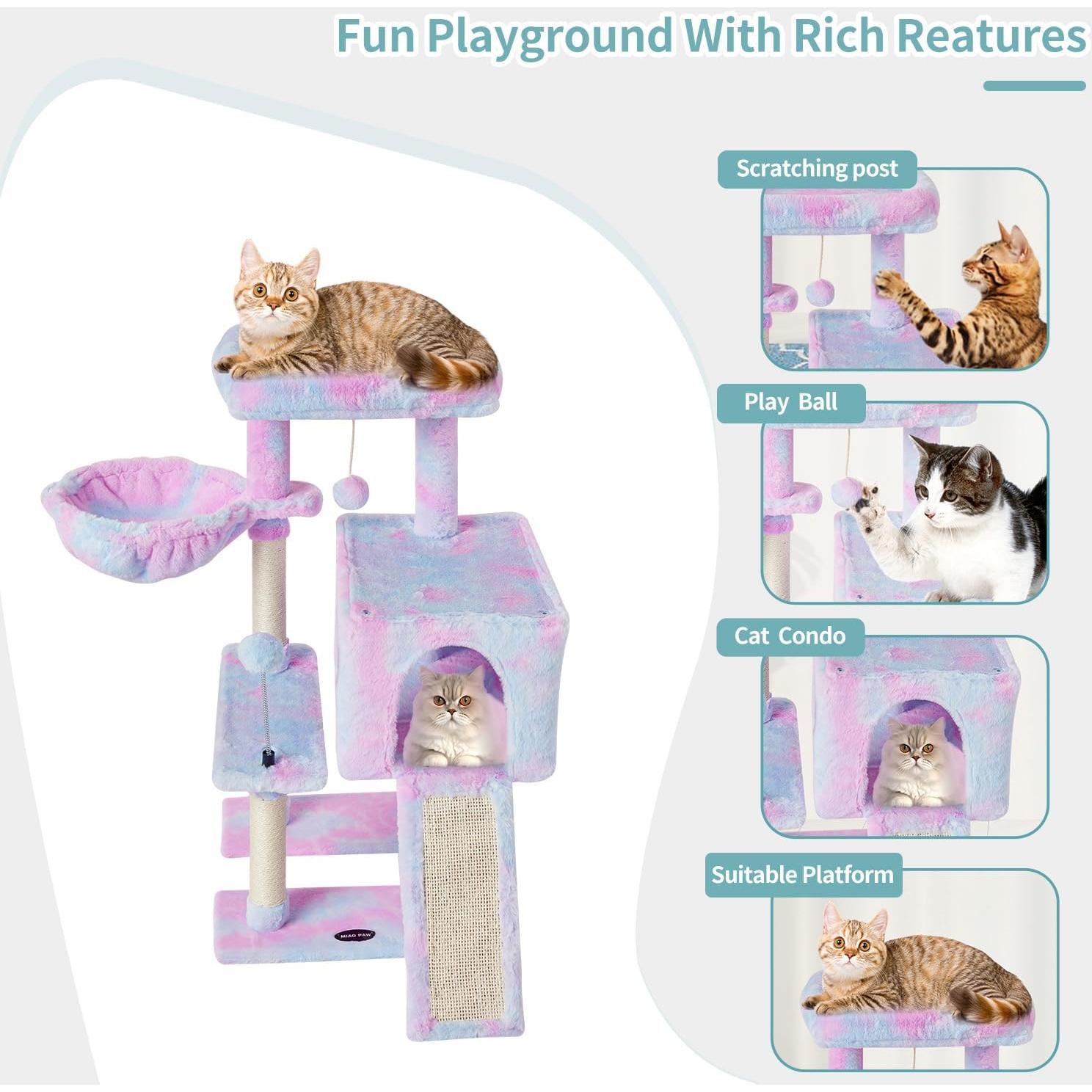 Torre de Gato Miao Paw Rainbow con Poste de Rascado y Hamaca