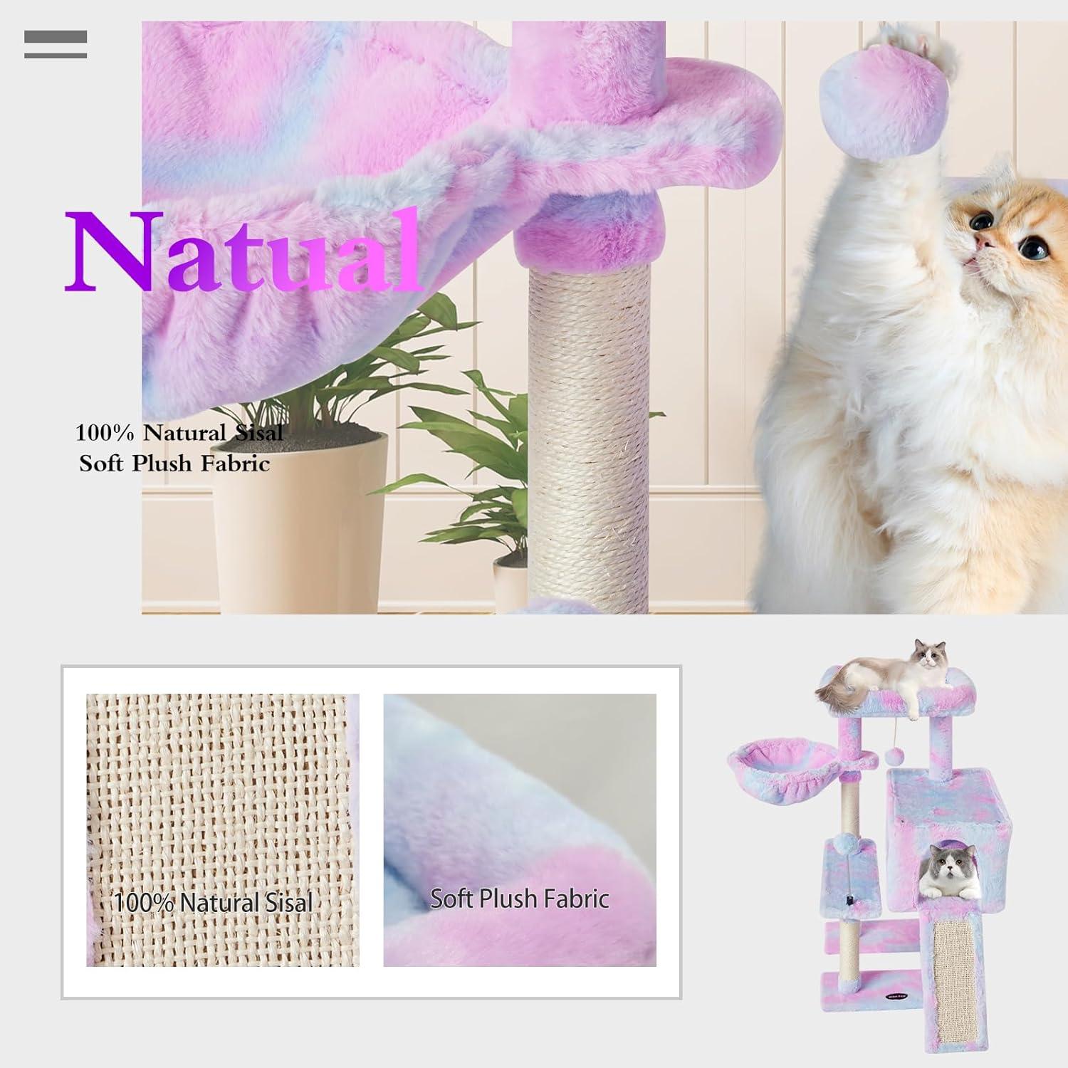 Torre de Gato Miao Paw Rainbow con Poste de Rascado y Hamaca