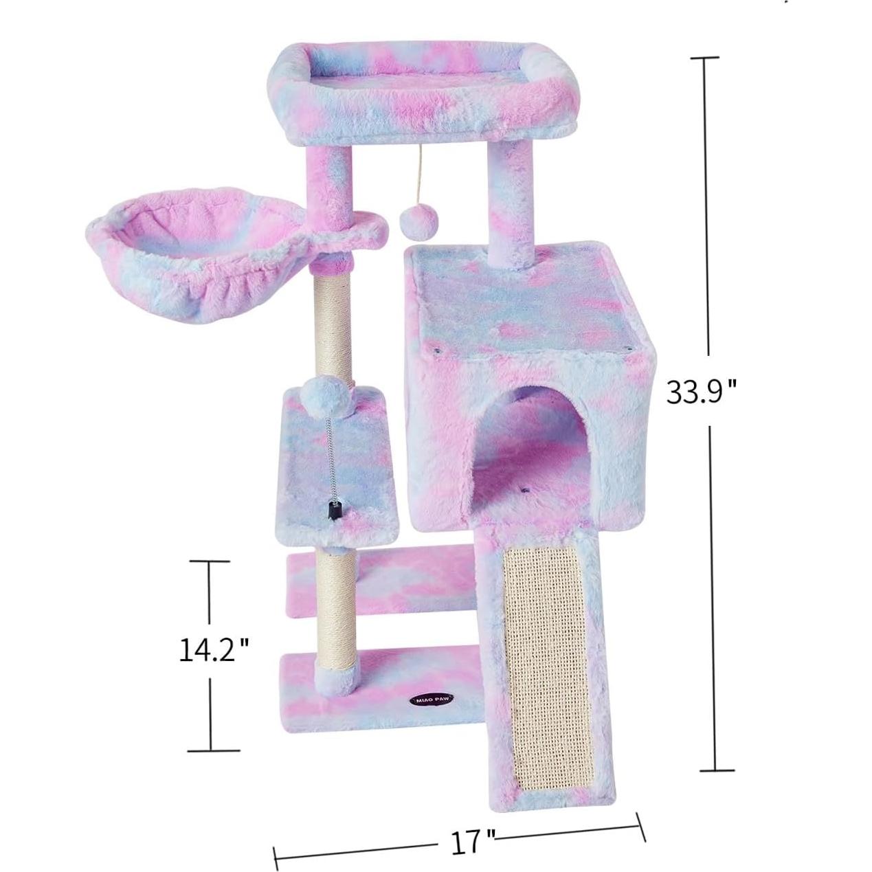 Torre de Gato Miao Paw Rainbow con Poste de Rascado y Hamaca