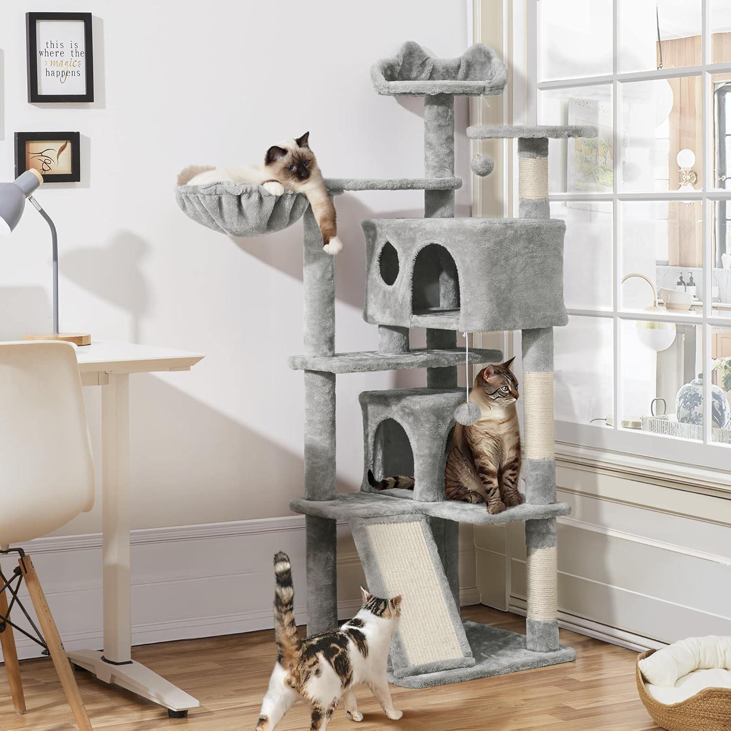 Torre para Gatos Topeakmart 145 cm con Postes para Rascar