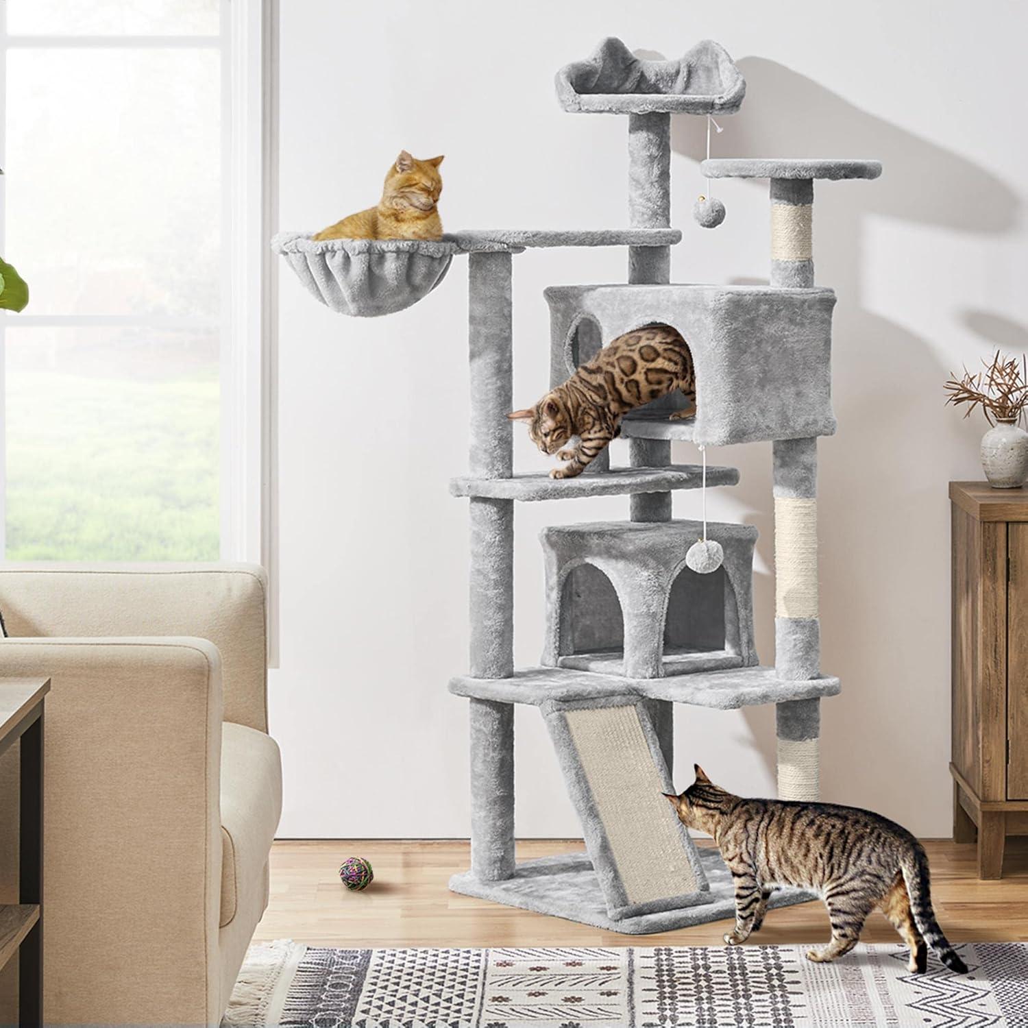 Torre para Gatos Topeakmart 145 cm con Postes para Rascar