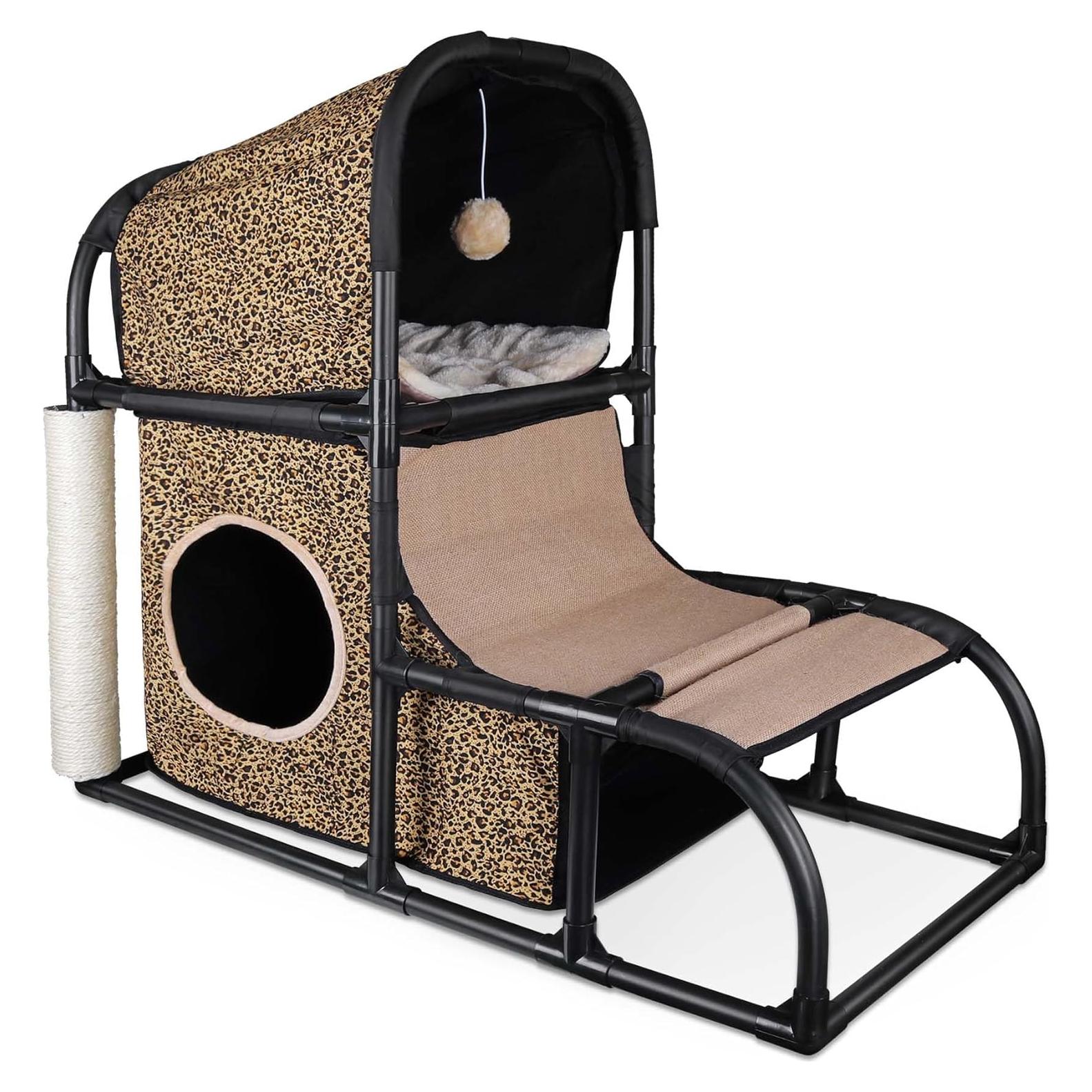Casa de Gato Mediana Goetland con Rascador y Escalera 85x45x70 cm