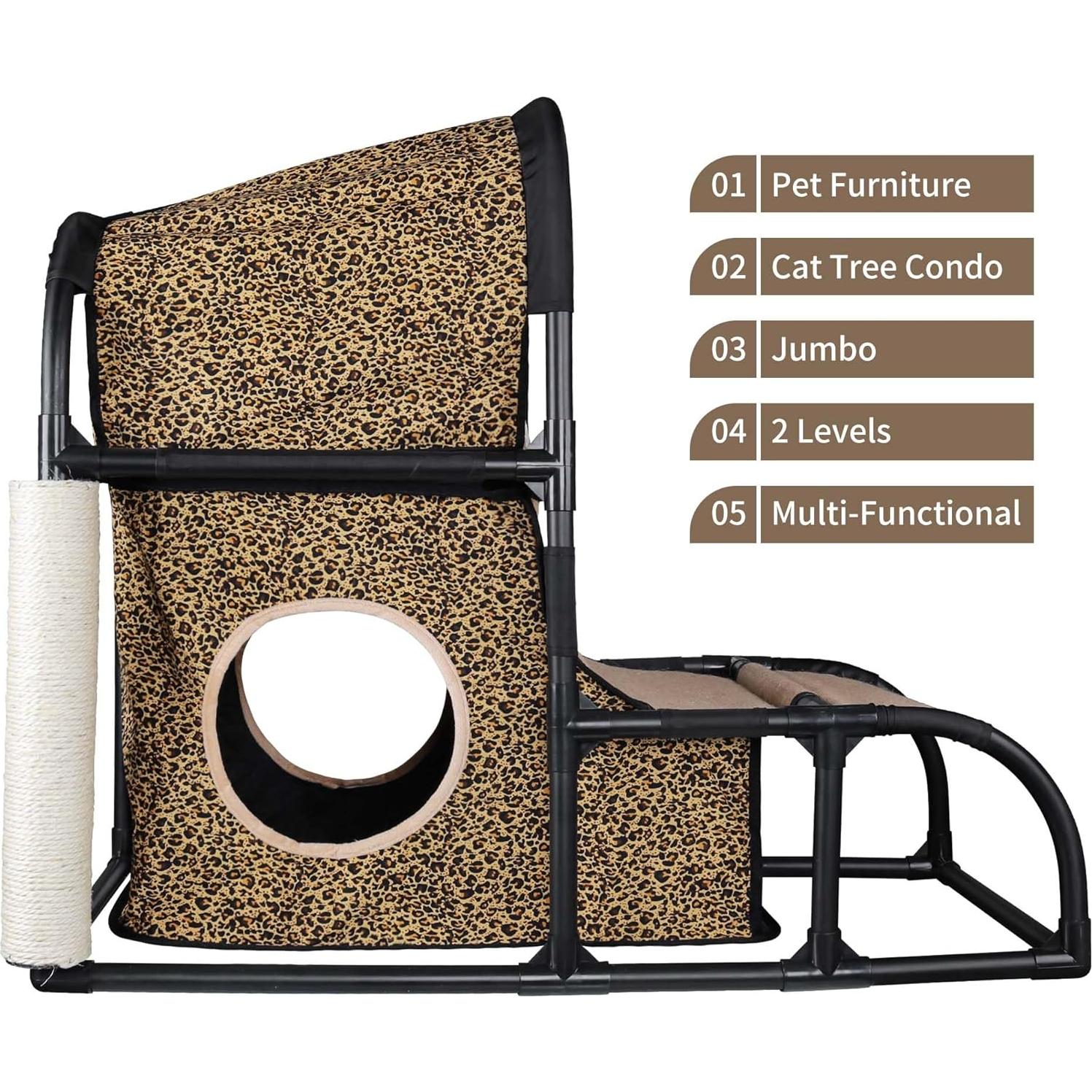 Casa de Gato Mediana Goetland con Rascador y Escalera 85x45x70 cm