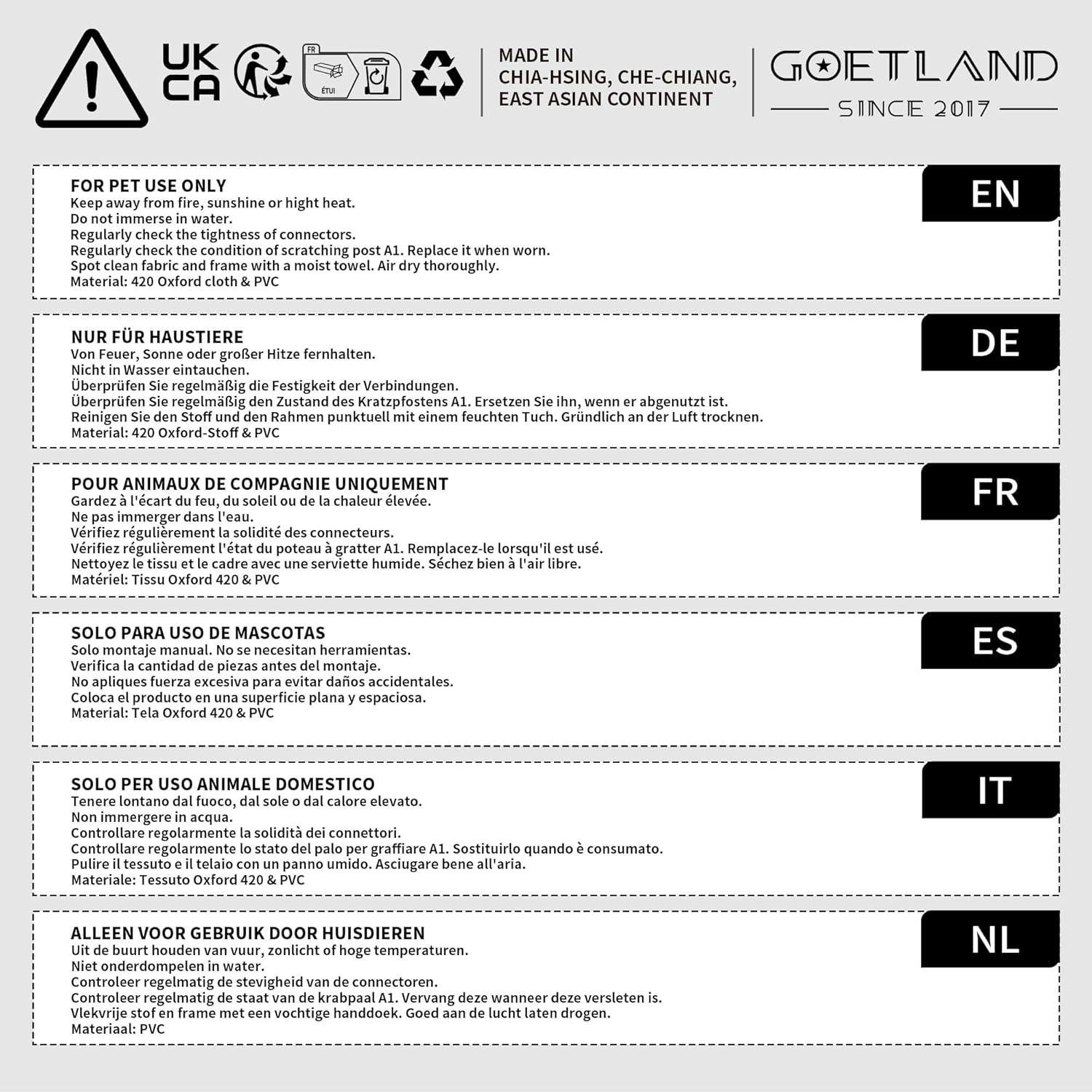 Casa de Gato Mediana Goetland con Rascador y Escalera 85x45x70 cm