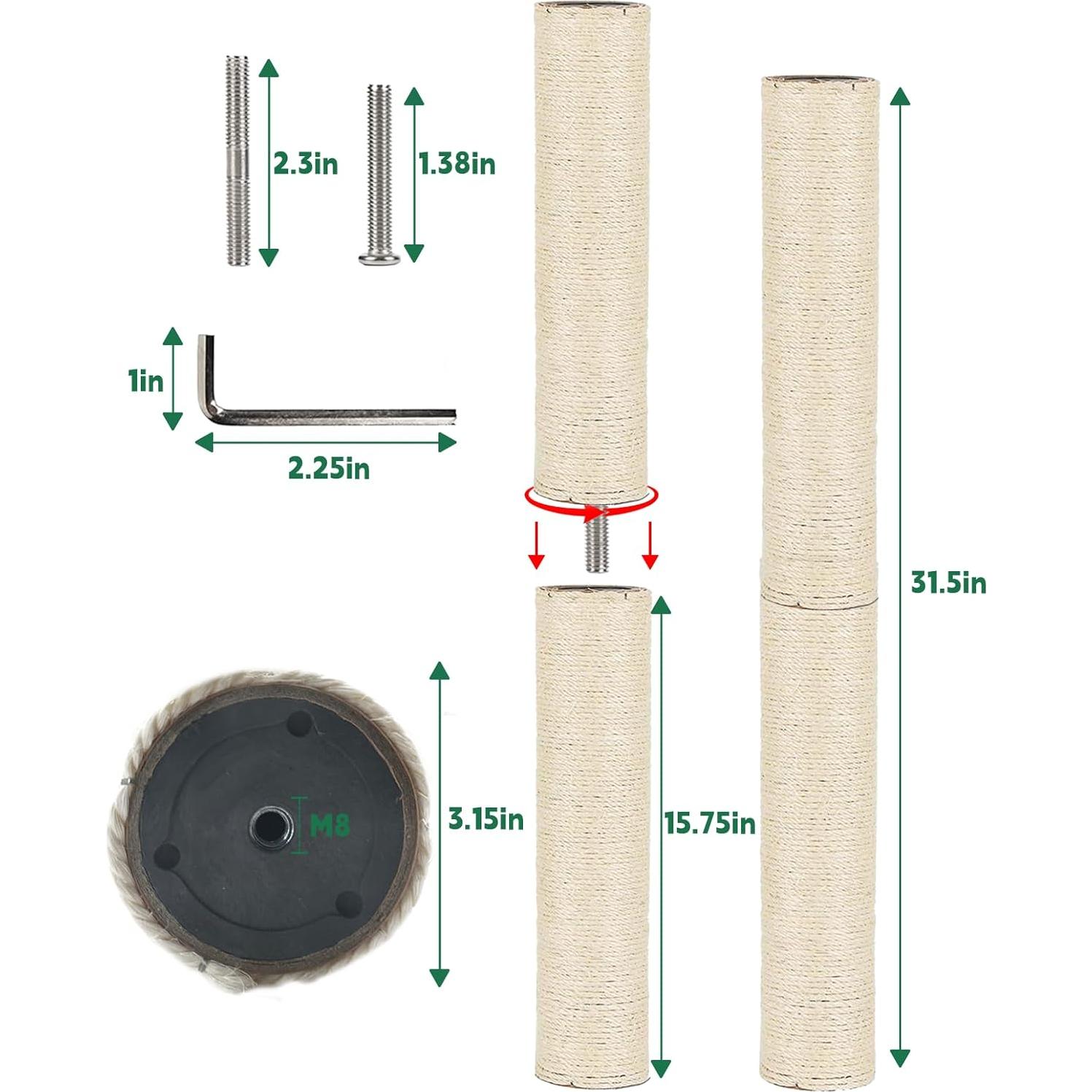 Poste Rascador de Repuesto BNOSDM 40 x 8 cm para Gatos