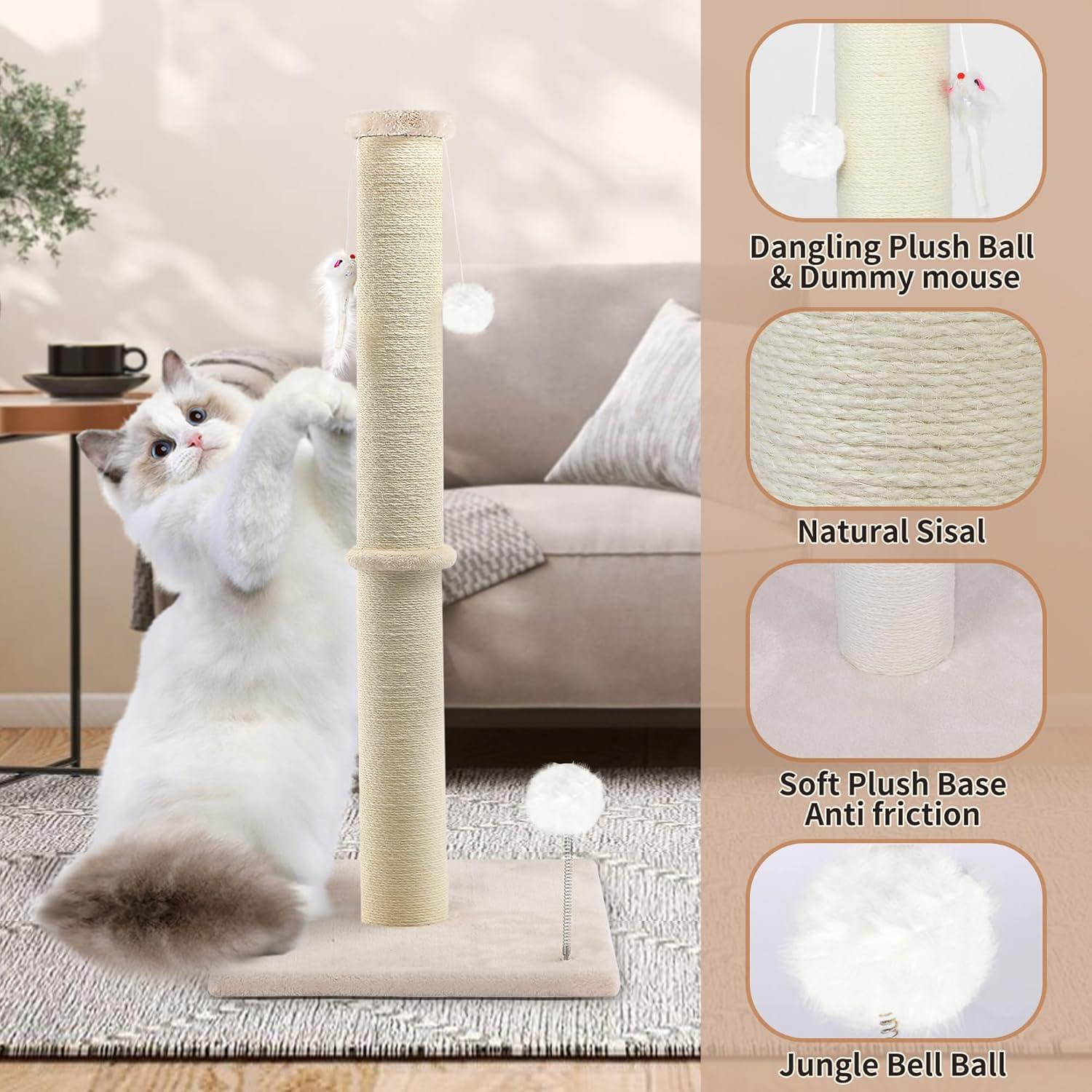 Poste Rascador para Gatos 91 cm Beige - Sisal Natural PELUOMOZ