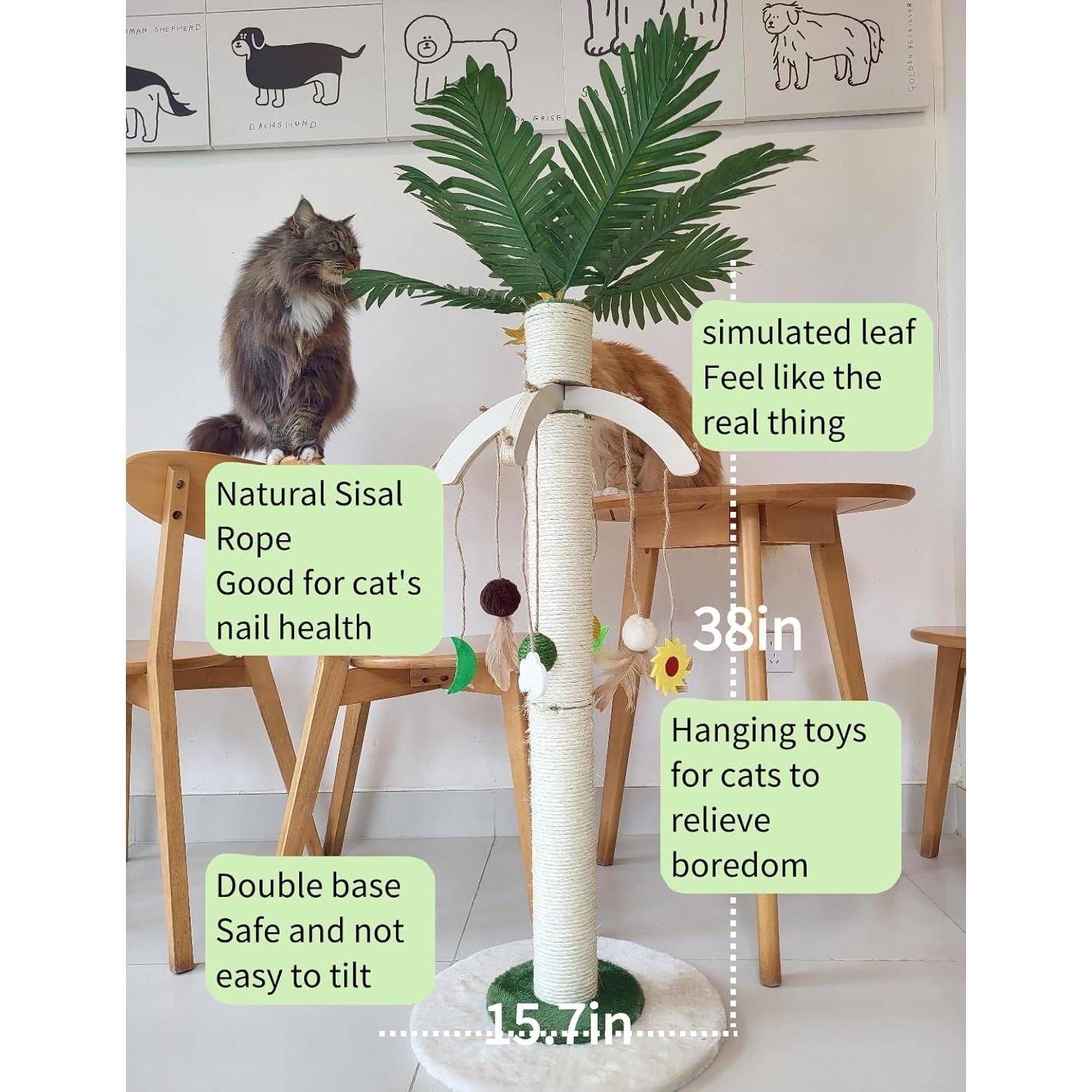 Poste Rascador para Gatos Grande 95 cm con Juguetes Colgantes