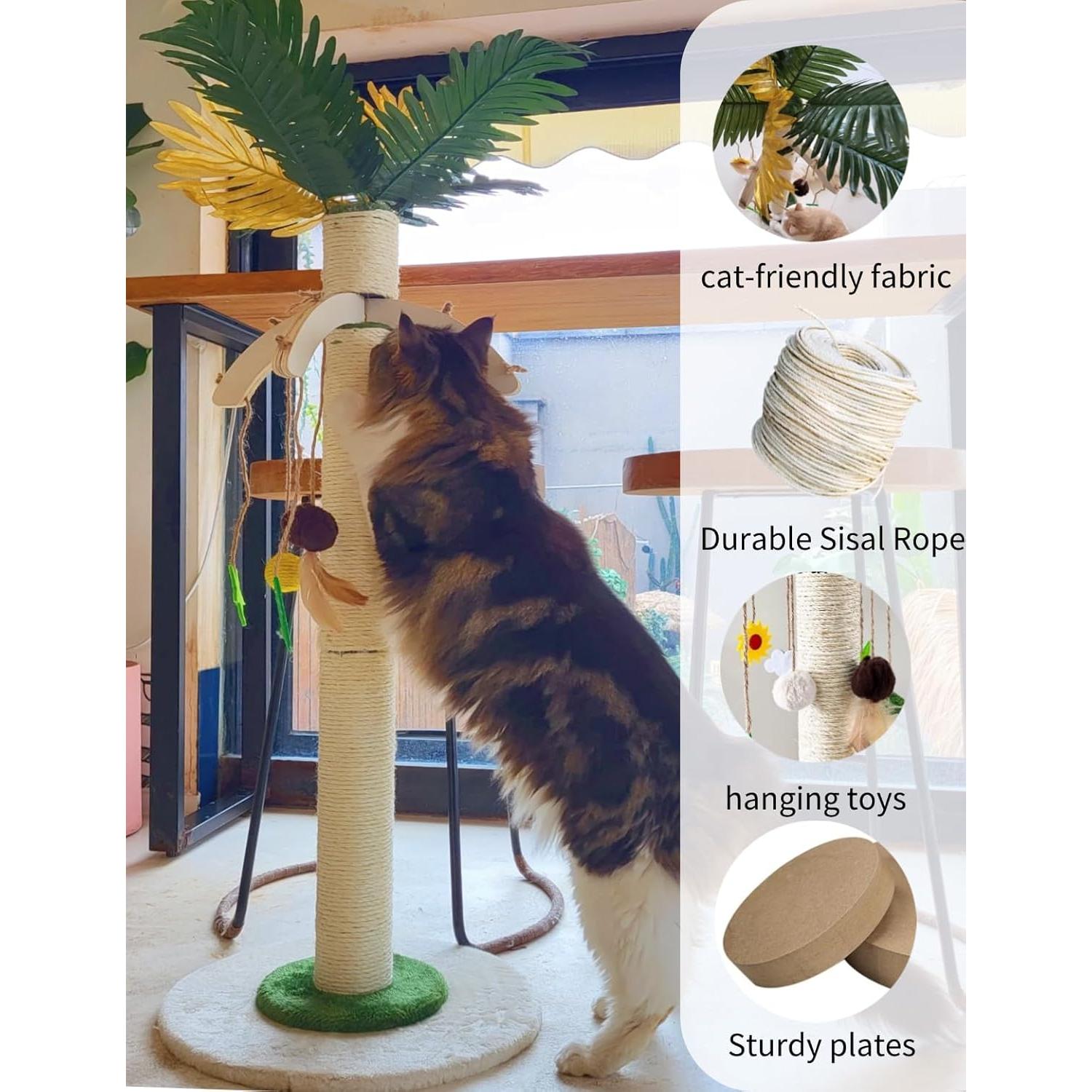 Poste Rascador para Gatos Grande 95 cm con Juguetes Colgantes