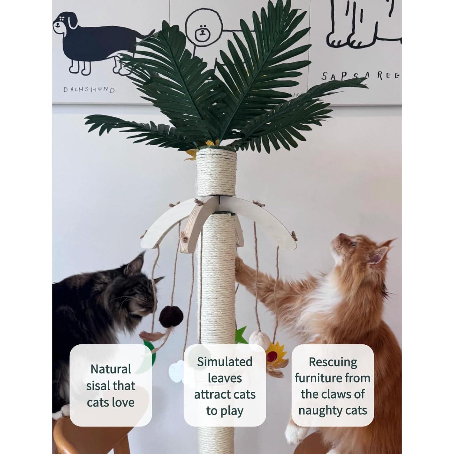 Poste Rascador para Gatos Grande 95 cm con Juguetes Colgantes