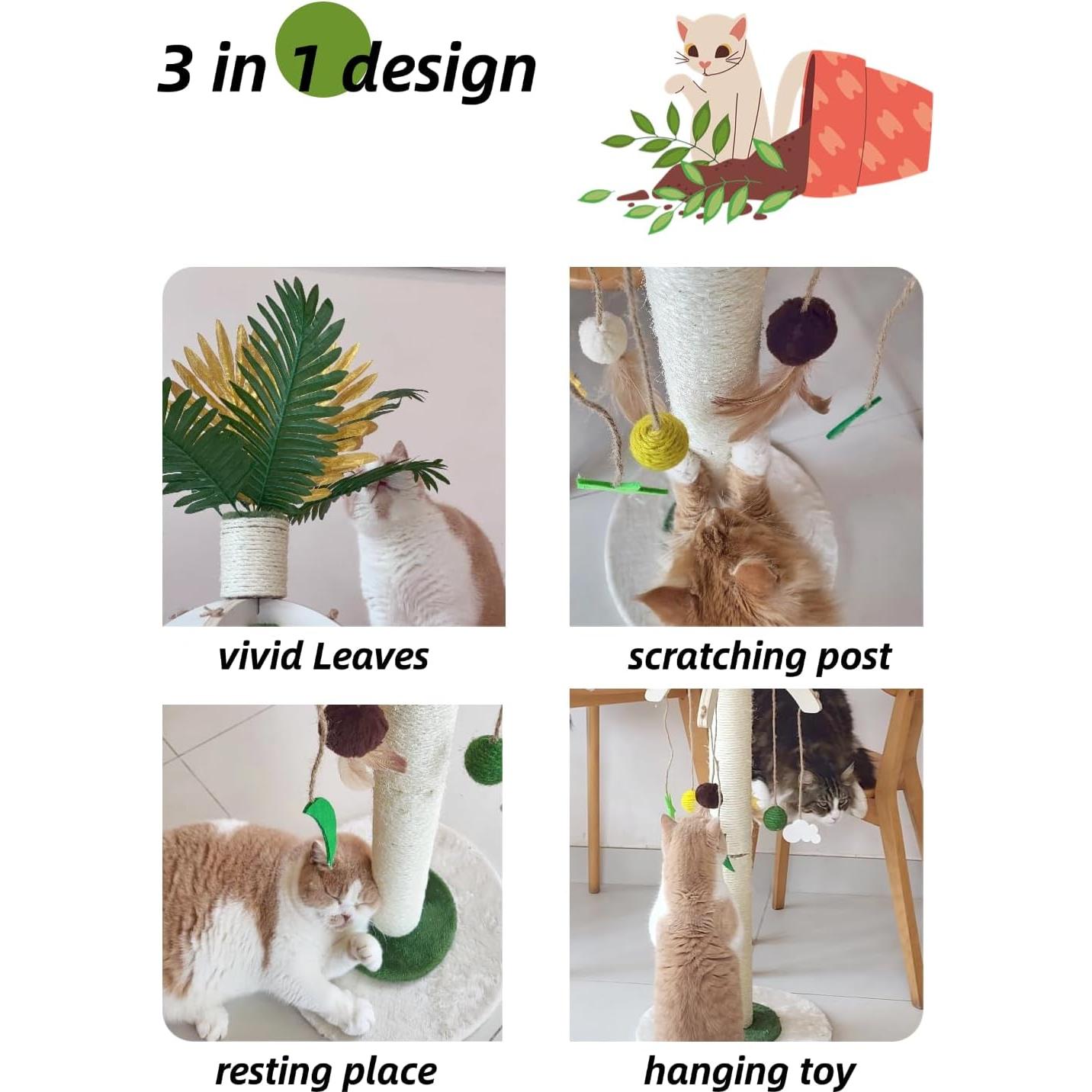 Poste Rascador para Gatos Grande 95 cm con Juguetes Colgantes