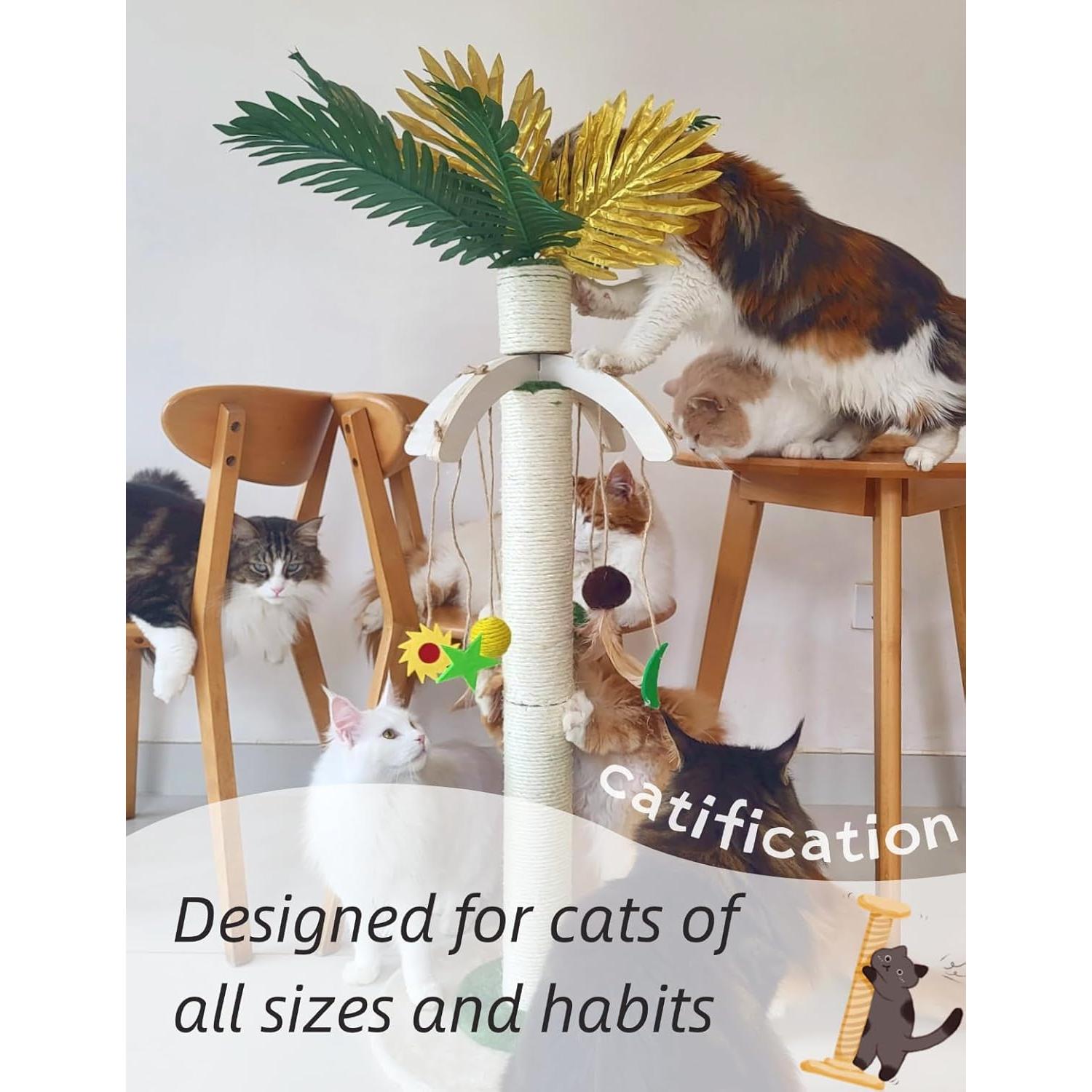 Poste Rascador para Gatos Grande 95 cm con Juguetes Colgantes