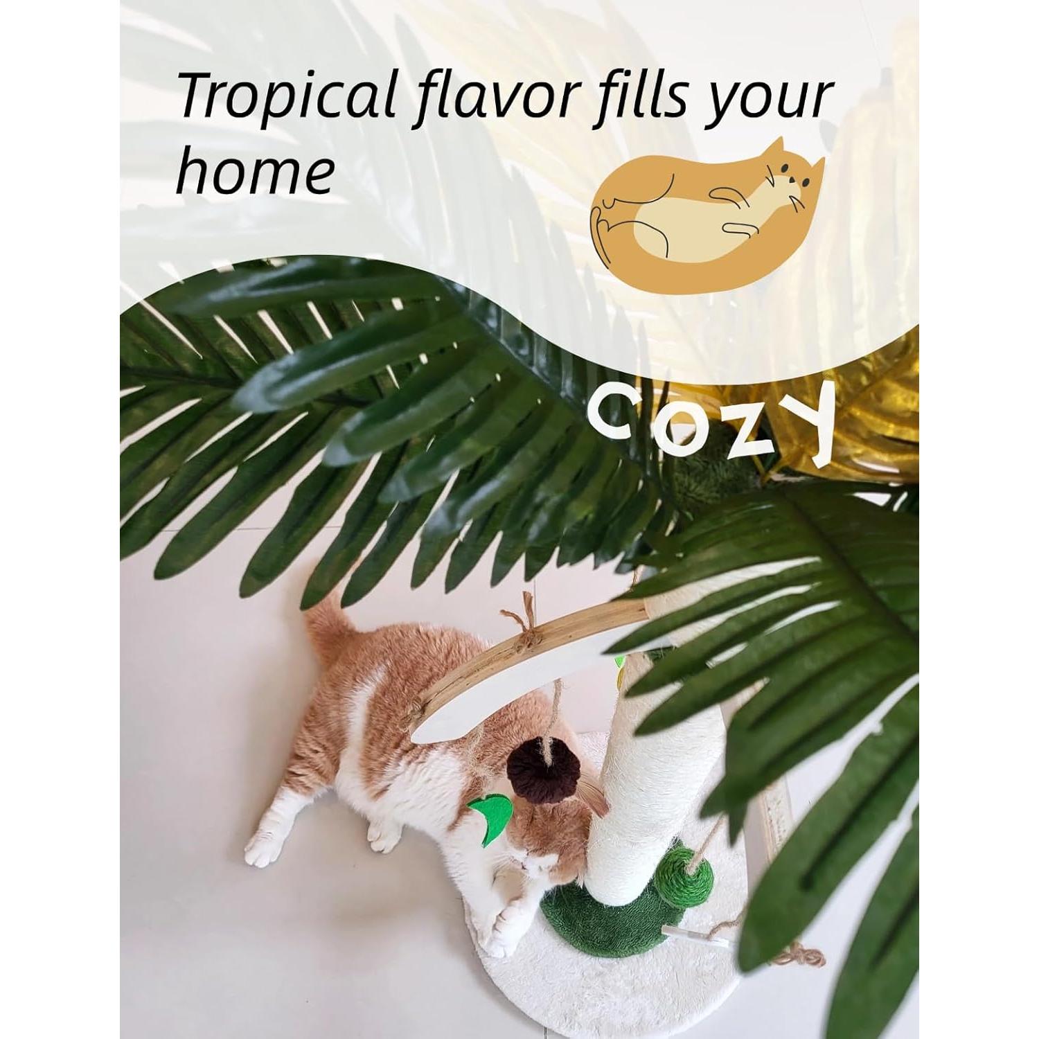 Poste Rascador para Gatos Grande 95 cm con Juguetes Colgantes