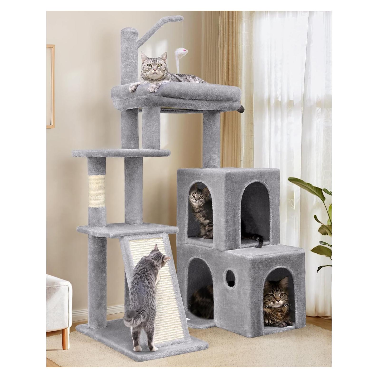 Torre para Gatos Globlazer F50 127 cm Gris Claro con Rascador