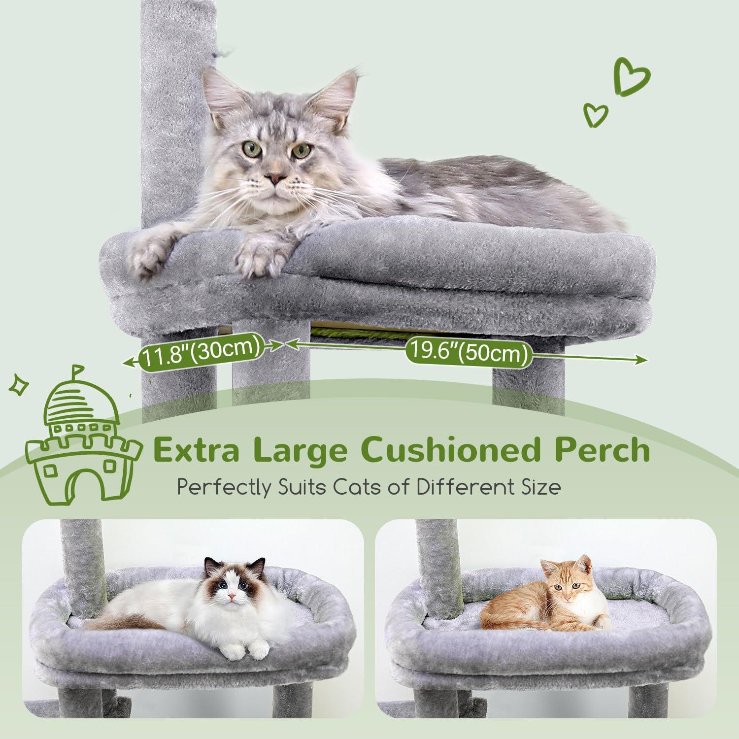 Torre para Gatos Globlazer F50 127 cm Gris Claro con Rascador