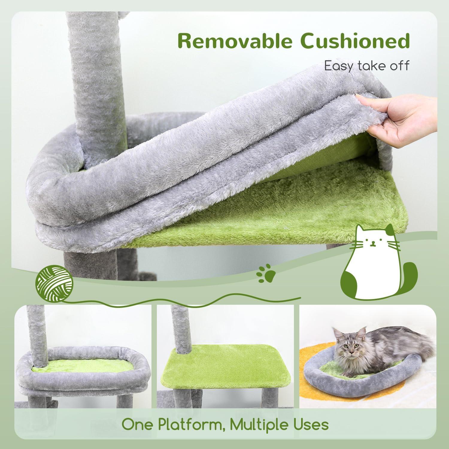 Torre para Gatos Globlazer F50 127 cm Gris Claro con Rascador