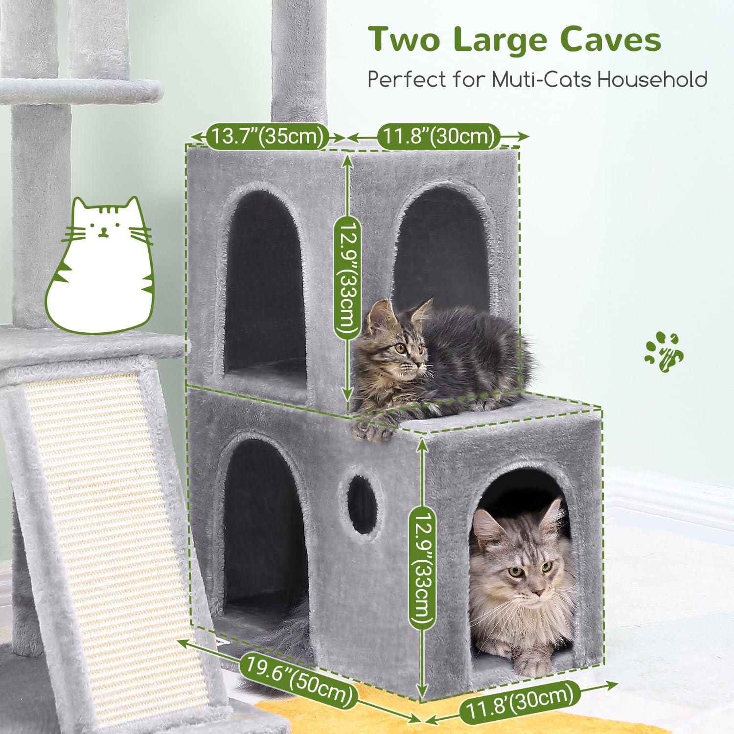 Torre para Gatos Globlazer F50 127 cm Gris Claro con Rascador