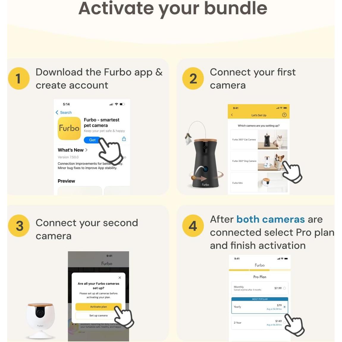 Cámara para Gatos Furbo 360° + Mini - Paquete de 2