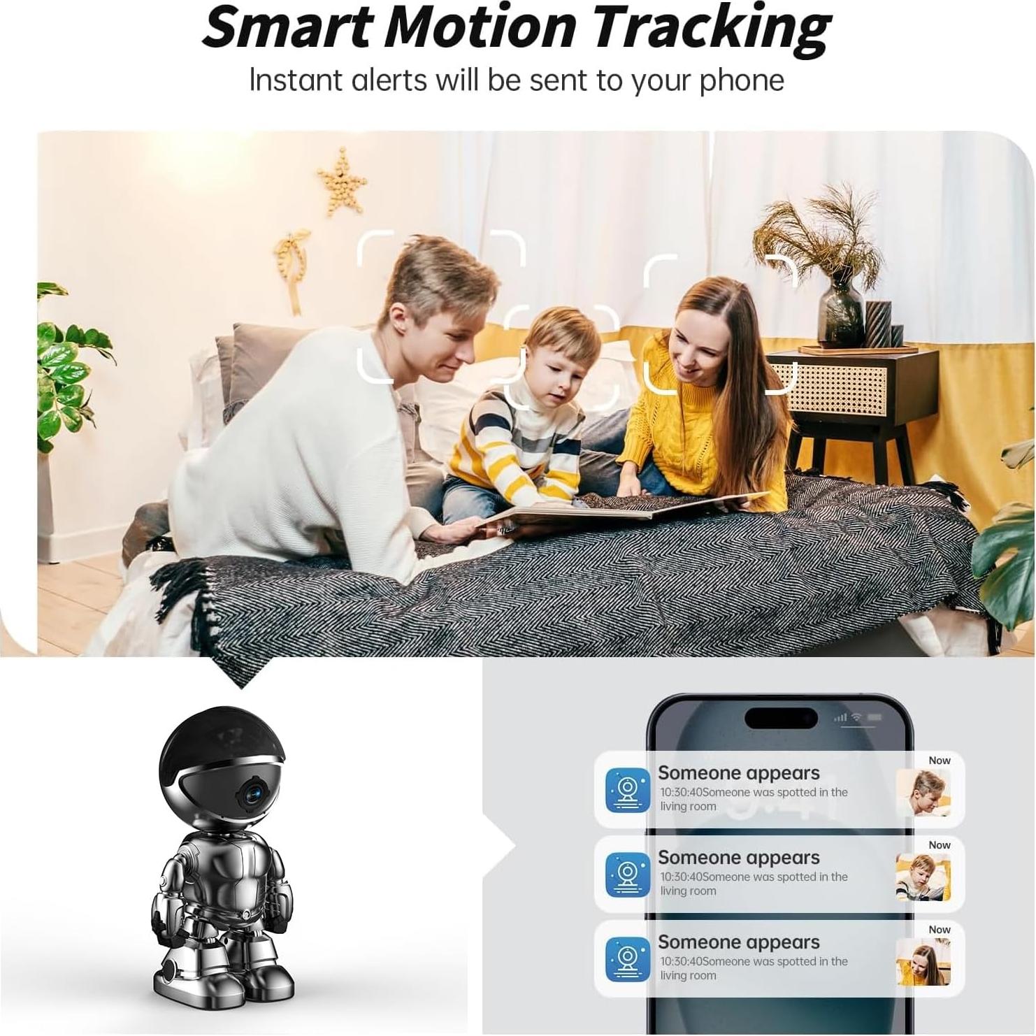 Cámara de Seguridad Interior 2K HD GBIUT con Detección de Movimiento