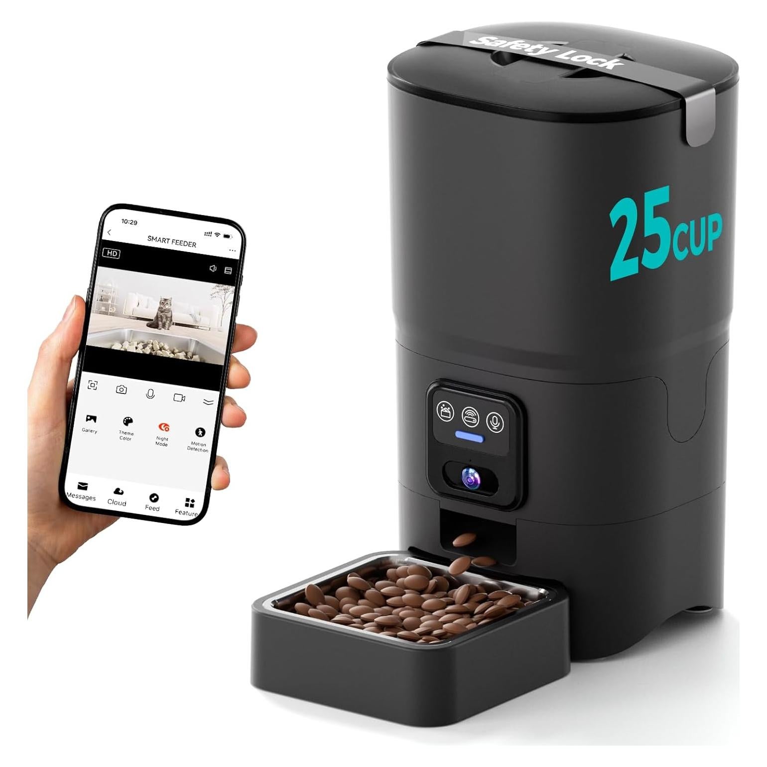 Comedero Automático para Gatos PAPIFEED 6L con Cámara 1080P