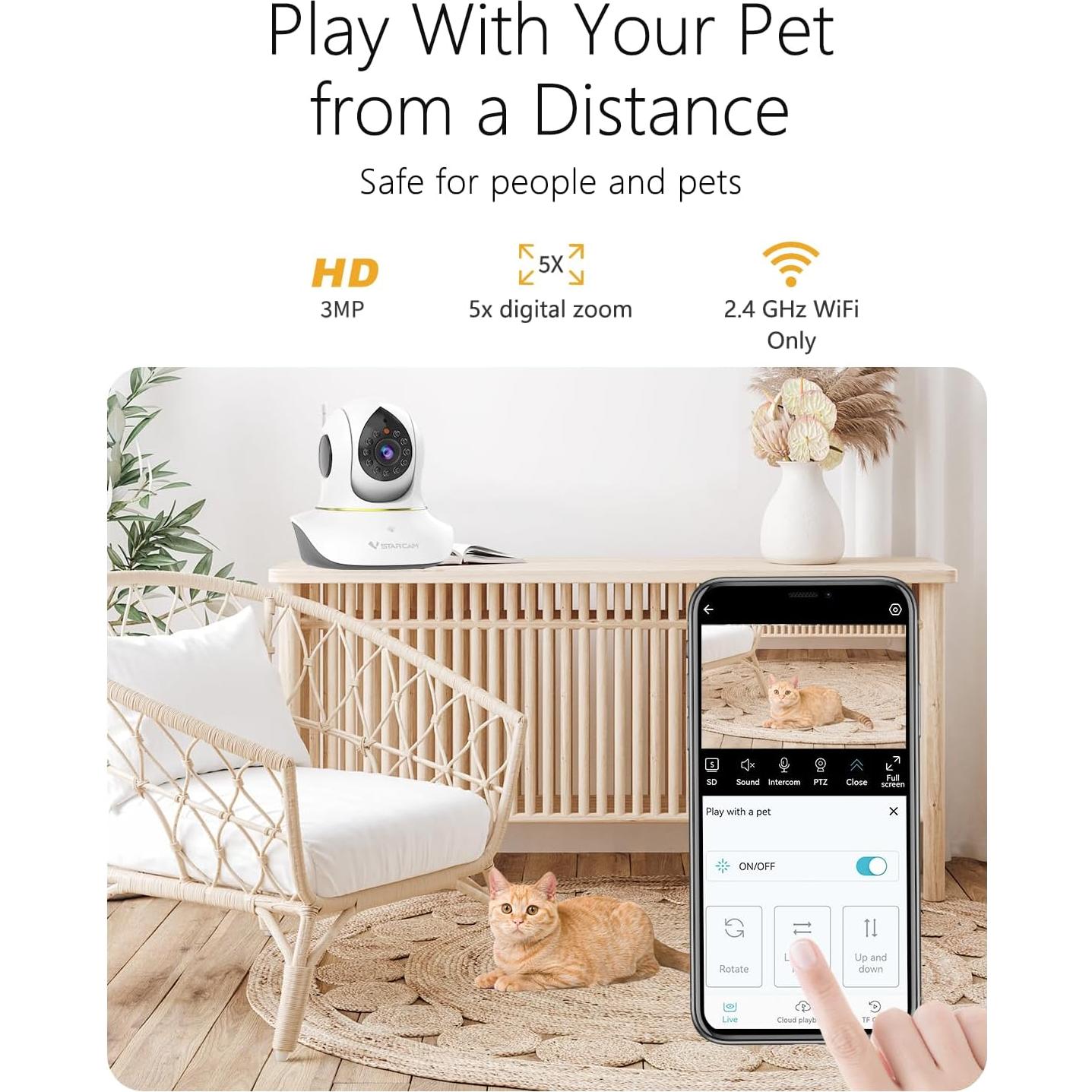 Cámara para Mascotas VSTARCAM C38SP 3MP con Audio Bidireccional