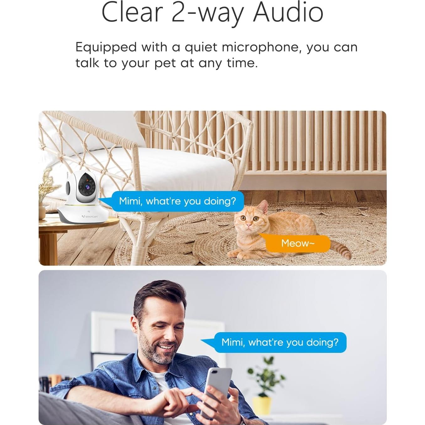 Cámara para Mascotas VSTARCAM C38SP 3MP con Audio Bidireccional