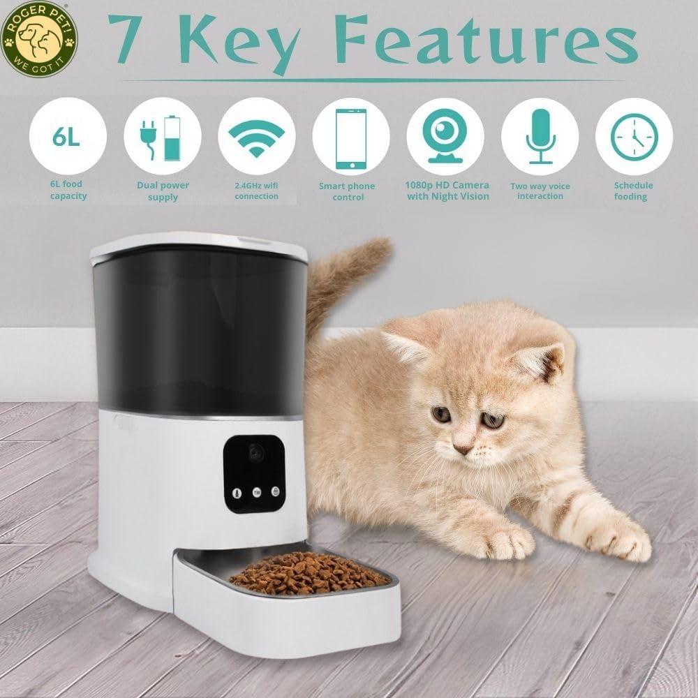 Comedero Automático Inteligente ROGER PET 6L con Cámara HD