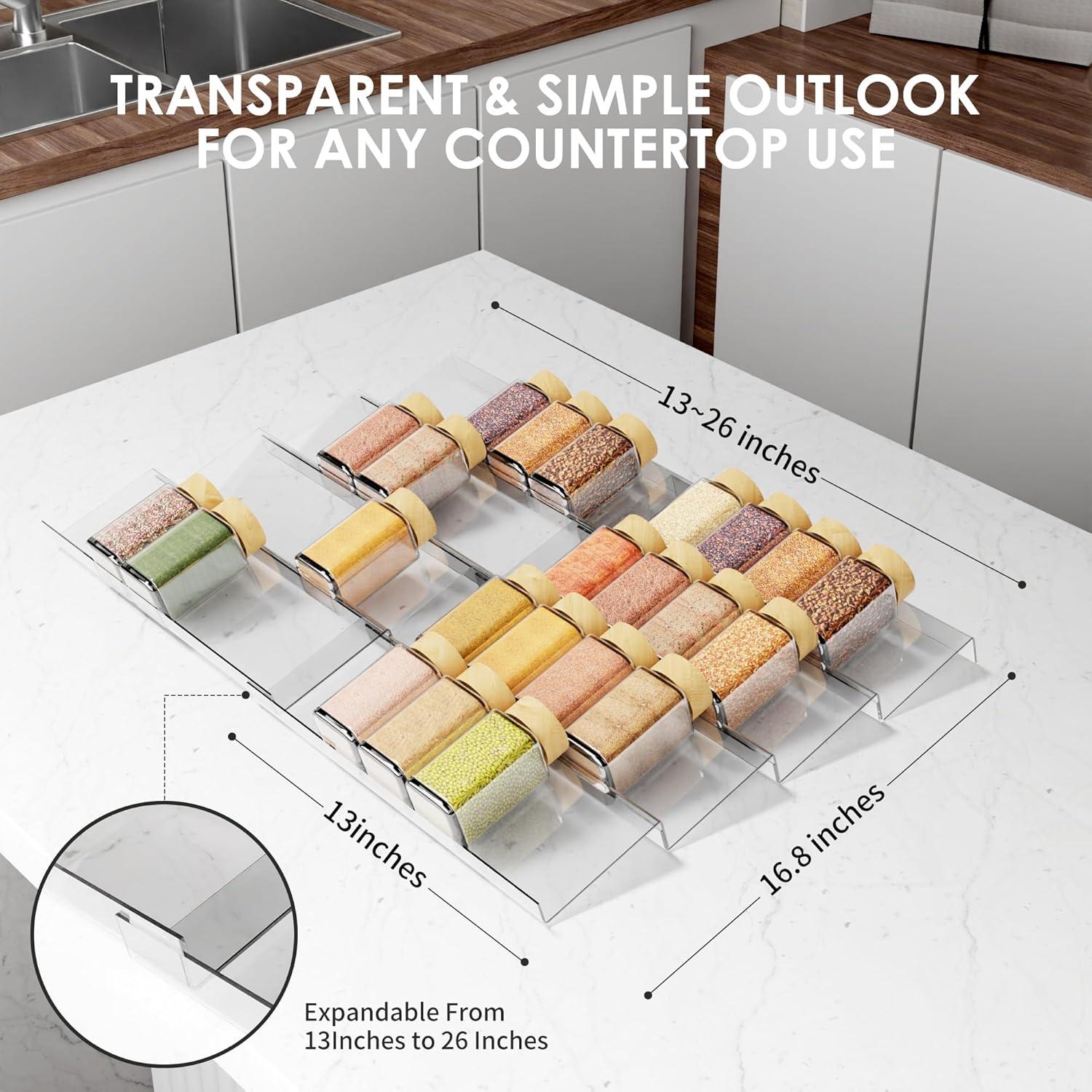 Organizador de Cajones de Especias Jadehom 4 Niveles Acrílico 33-66 cm