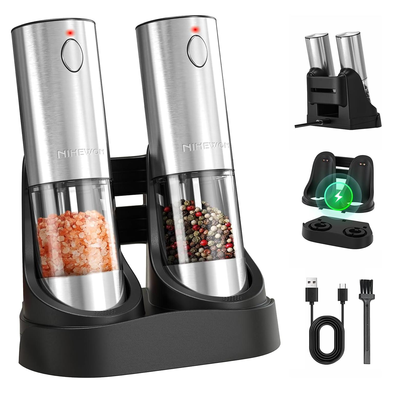 Juego de Molinillos Eléctricos de Sal y Pimienta NIHEWON 190ml
