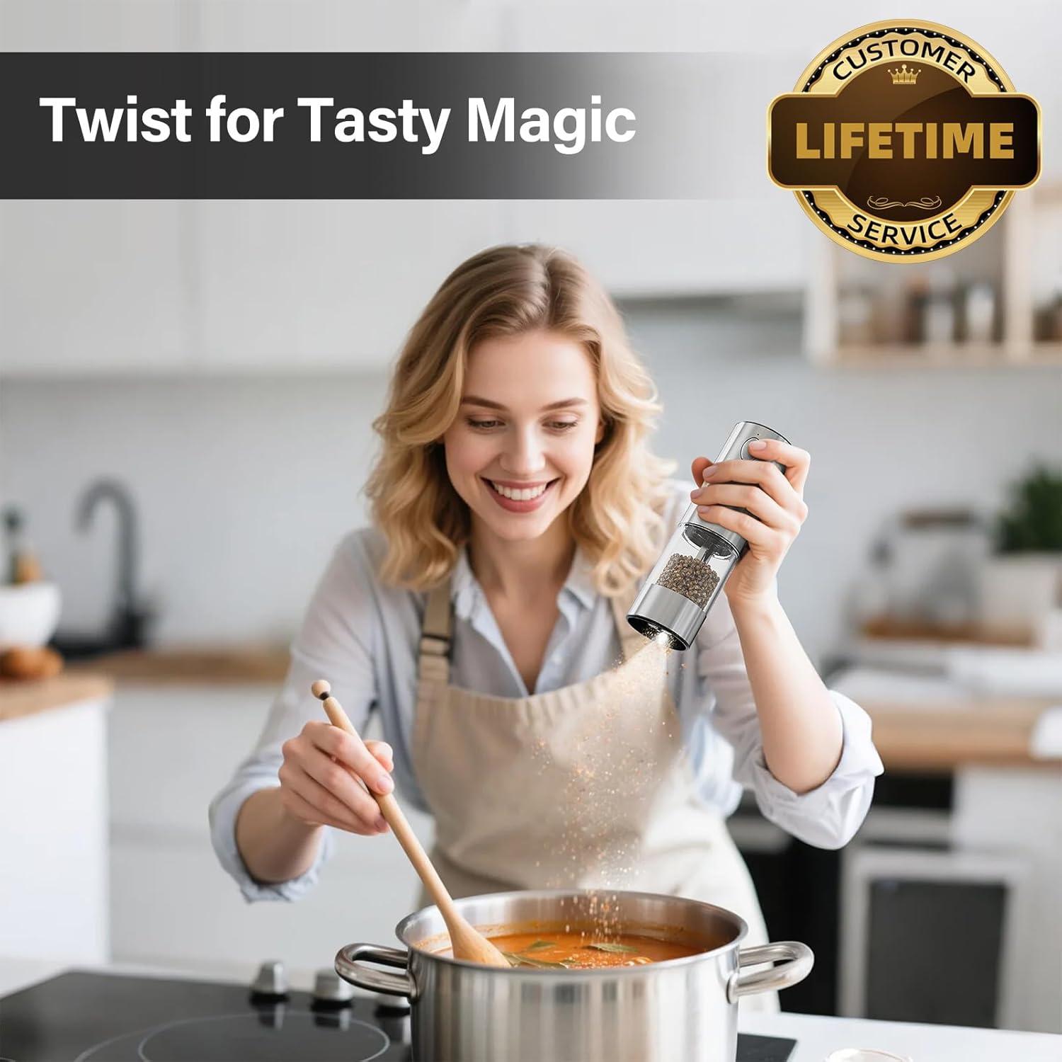 Juego de Molinillos Eléctricos de Sal y Pimienta NIHEWON 190ml