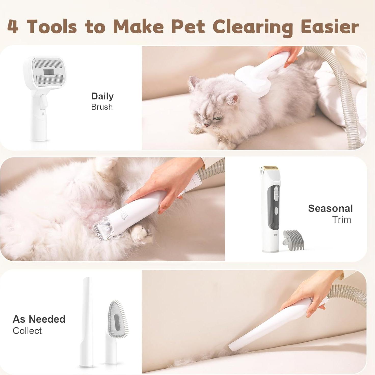 Kit de Aseo para Perros YOOHI con Aspiradora 12KPA 5 en 1