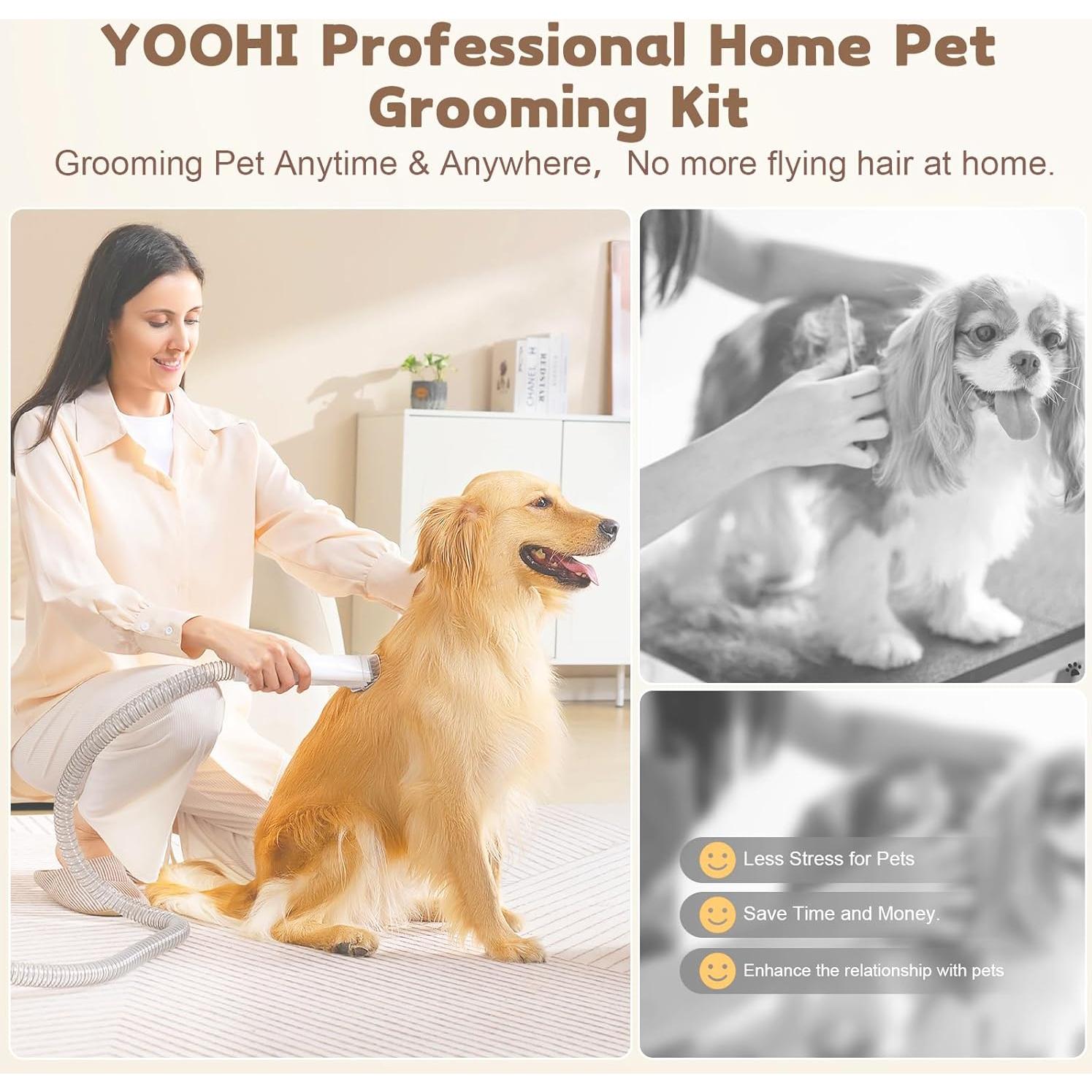 Kit de Aseo para Perros YOOHI con Aspiradora 12KPA 5 en 1