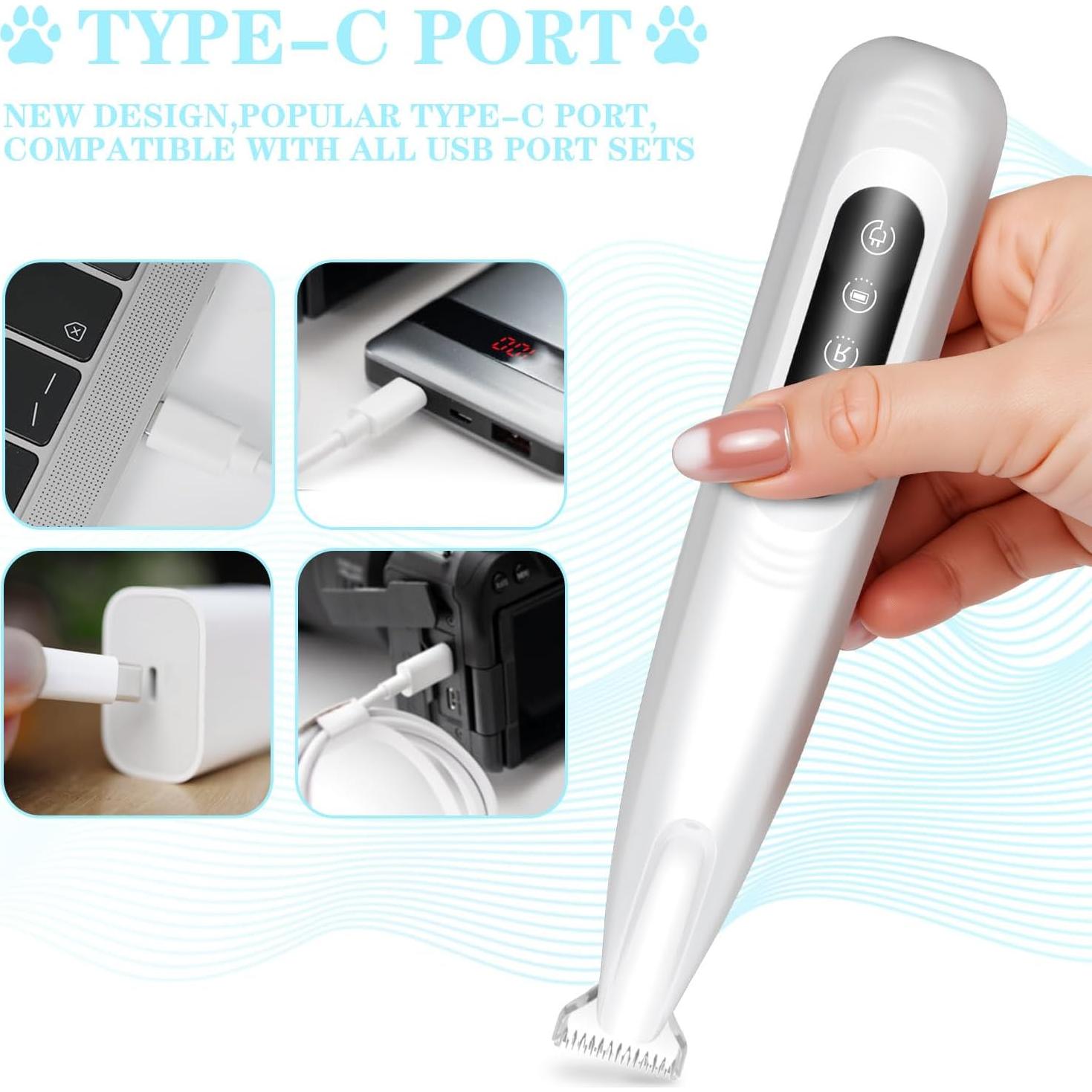 Recortadora de patas de perro AMNICOOK recargable IPX4 con luz LED