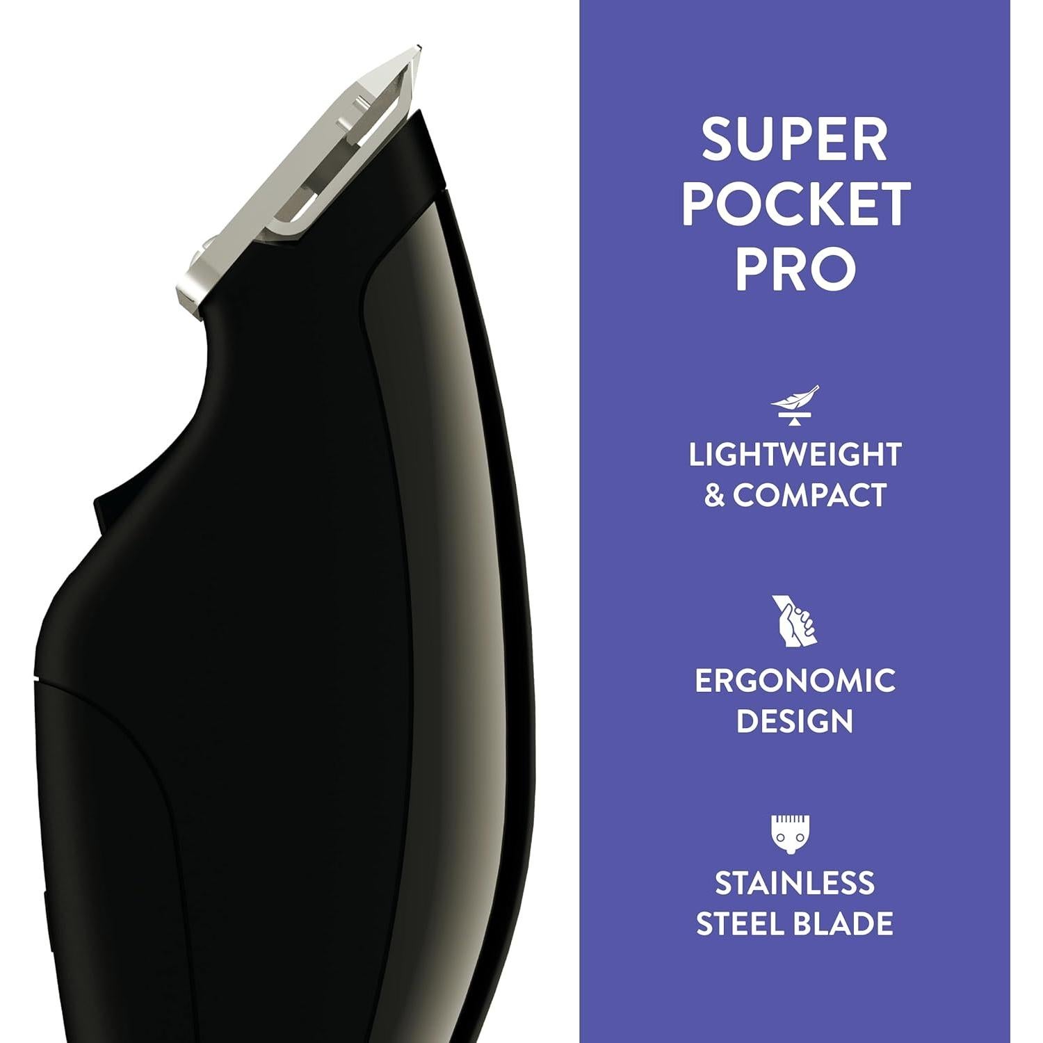 Recortadora Wahl Super Pocket Pro para Mascotas - Cromo Negro