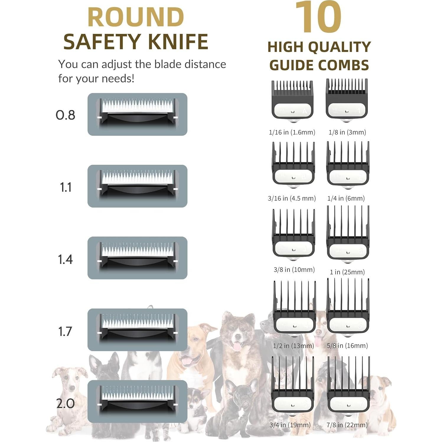 Cortadora de Pelo para Mascotas E-Hunter 12V Silenciosa con 10 Peines