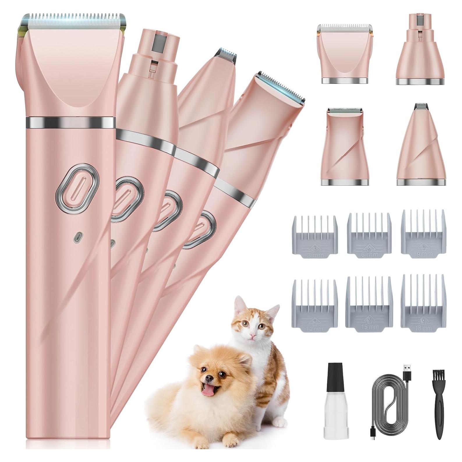 Kit de Aseo para Mascotas Qreeyx 4 en 1 Inalámbrico Rosa
