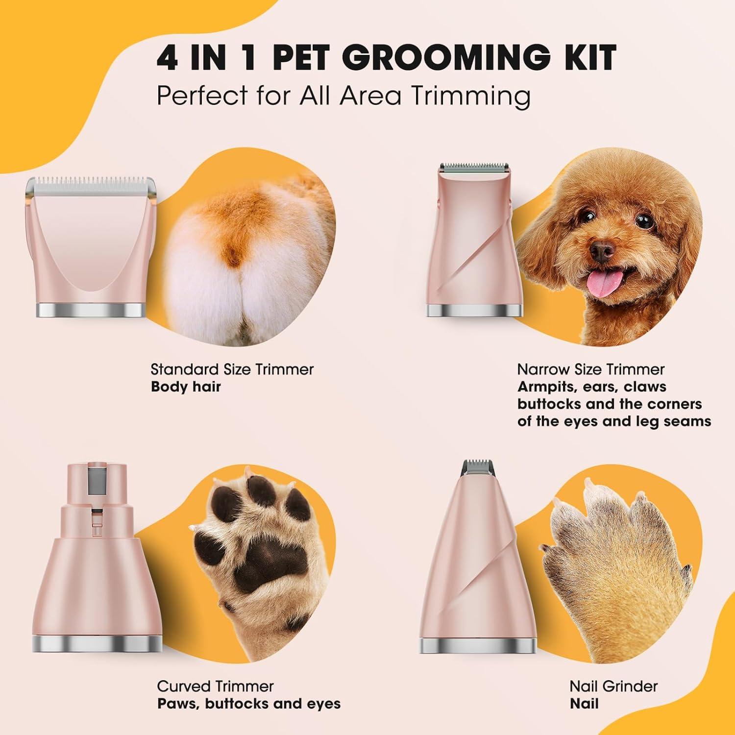 Kit de Aseo para Mascotas Qreeyx 4 en 1 Inalámbrico Rosa