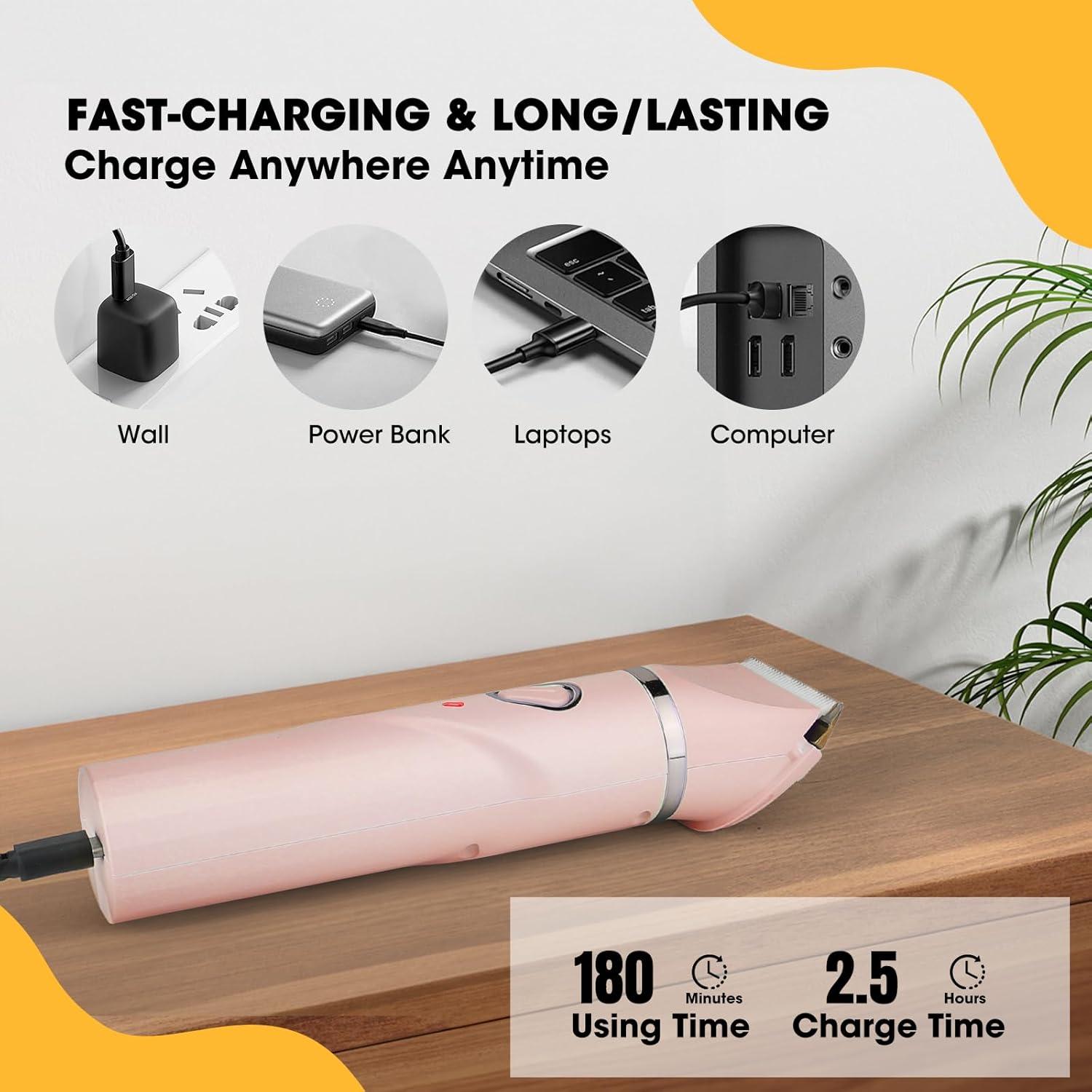 Kit de Aseo para Mascotas Qreeyx 4 en 1 Inalámbrico Rosa