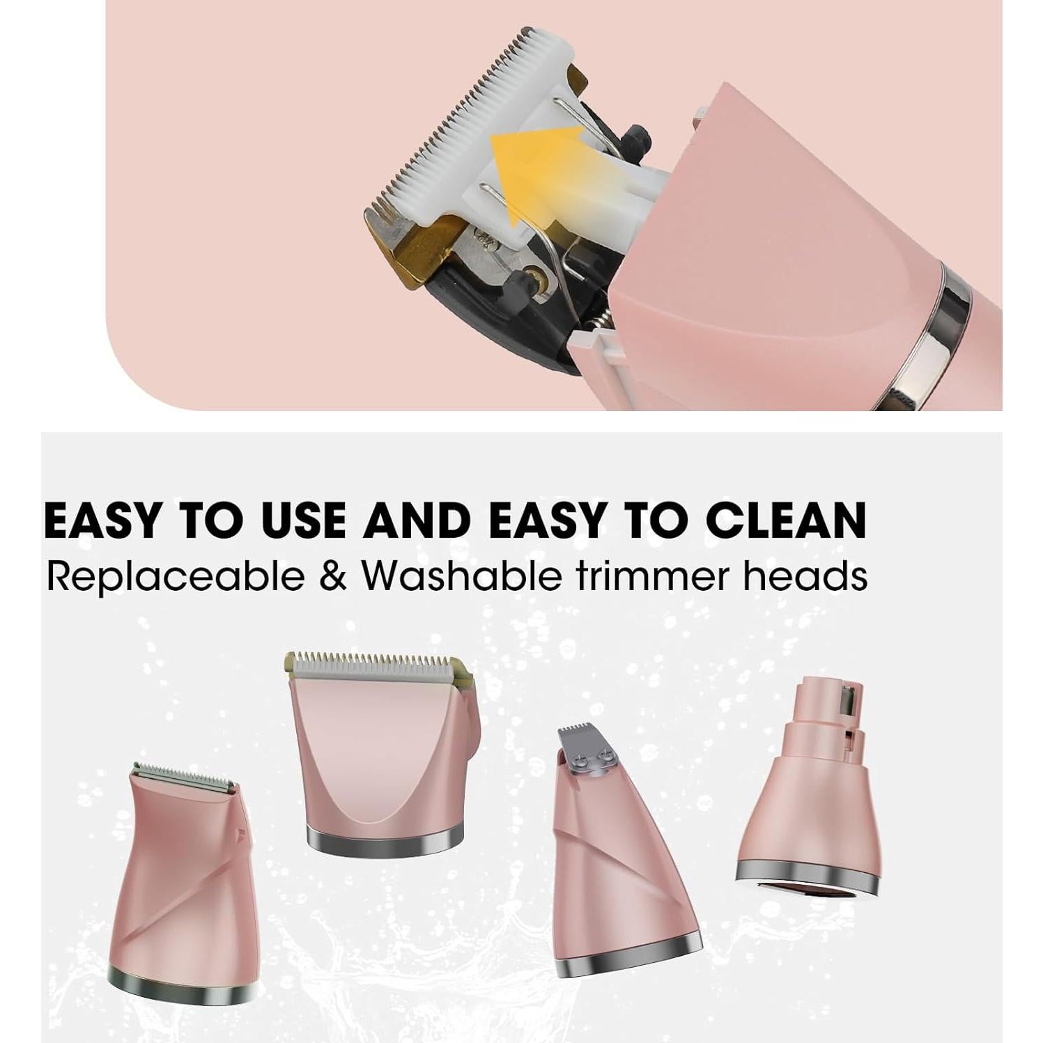 Kit de Aseo para Mascotas Qreeyx 4 en 1 Inalámbrico Rosa