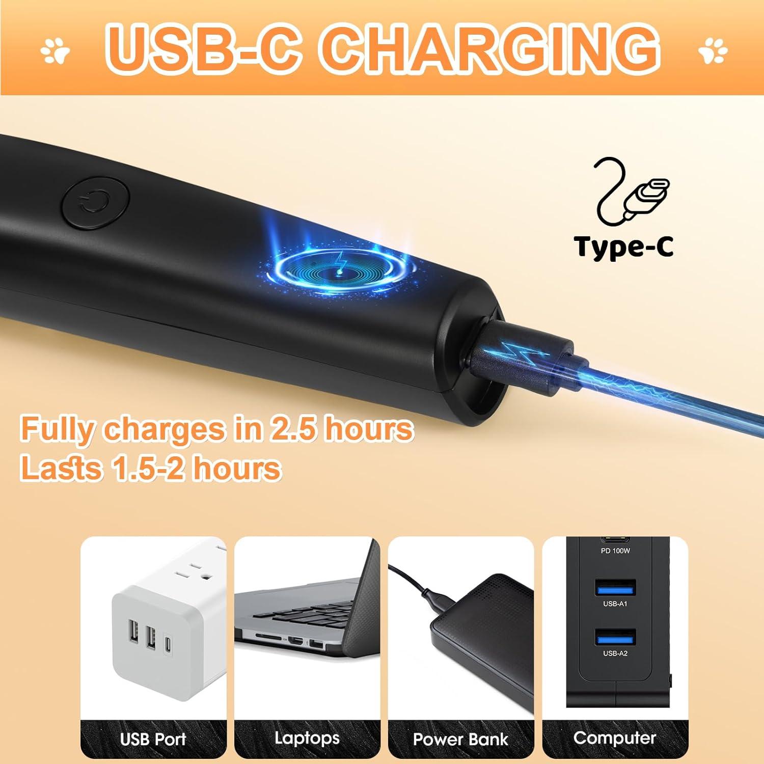 Kit de Aseo para Mascotas Bufccy 4 en 1 Inalámbrico USB-C