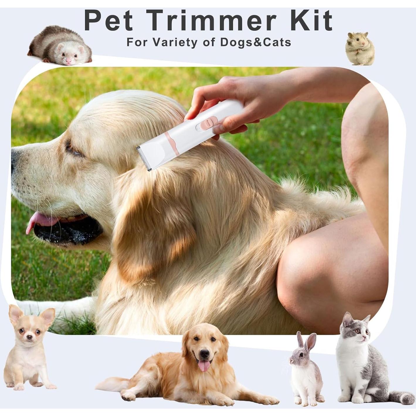 Cortapelos Silencioso KIKETECH Rosa 4 en 1 para Perros y Gatos