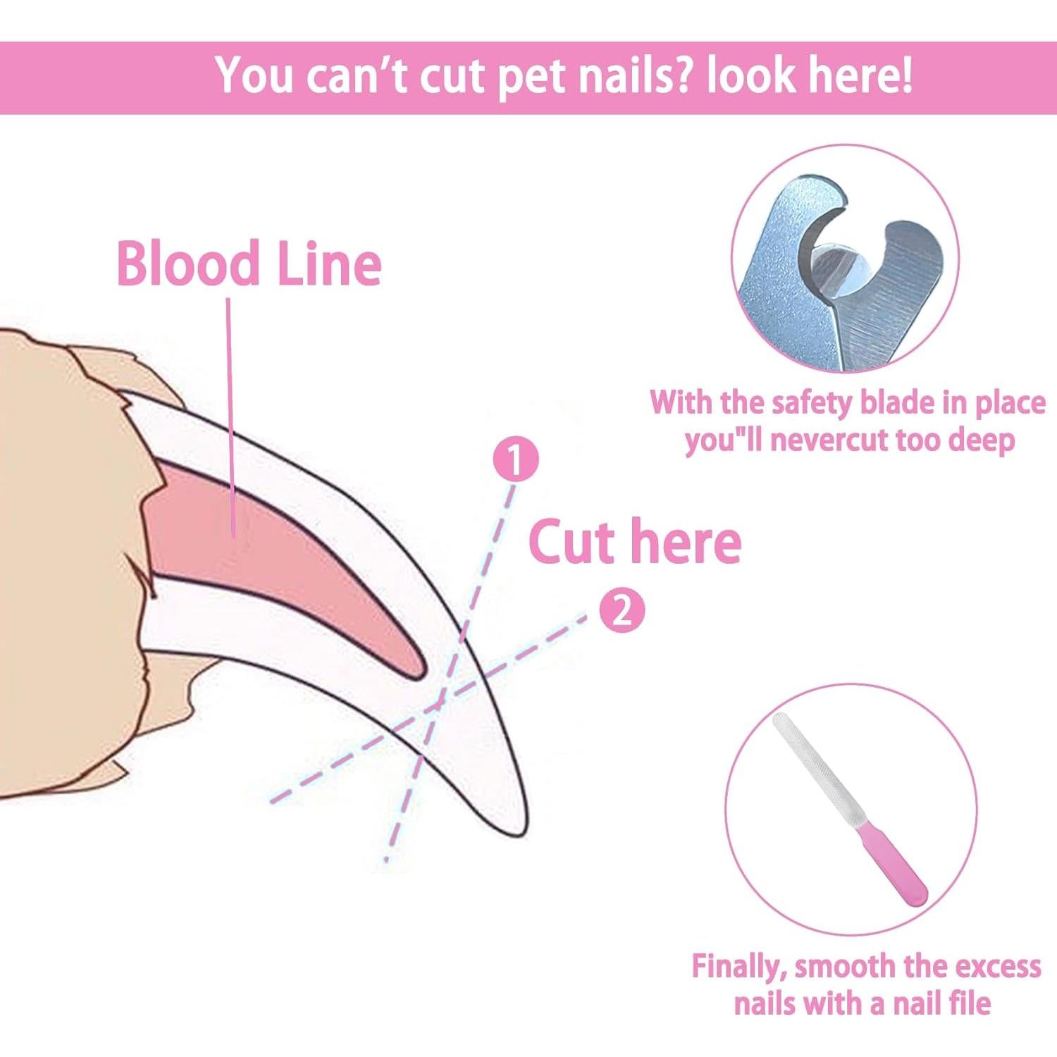 Kit de Cortadores de Uñas para Mascotas DAOGUAUNG 5 Piezas Rosa