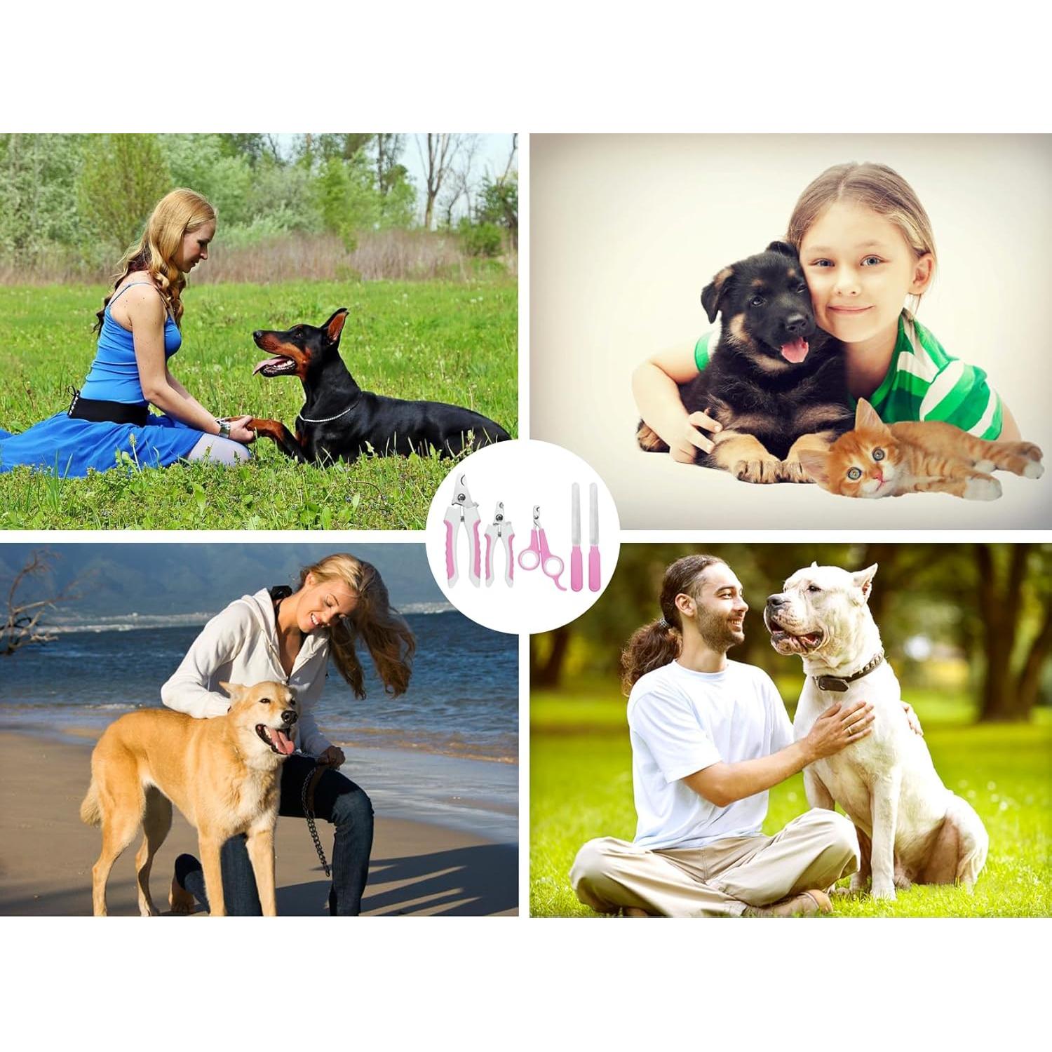 Kit de Cortadores de Uñas para Mascotas DAOGUAUNG 5 Piezas Rosa