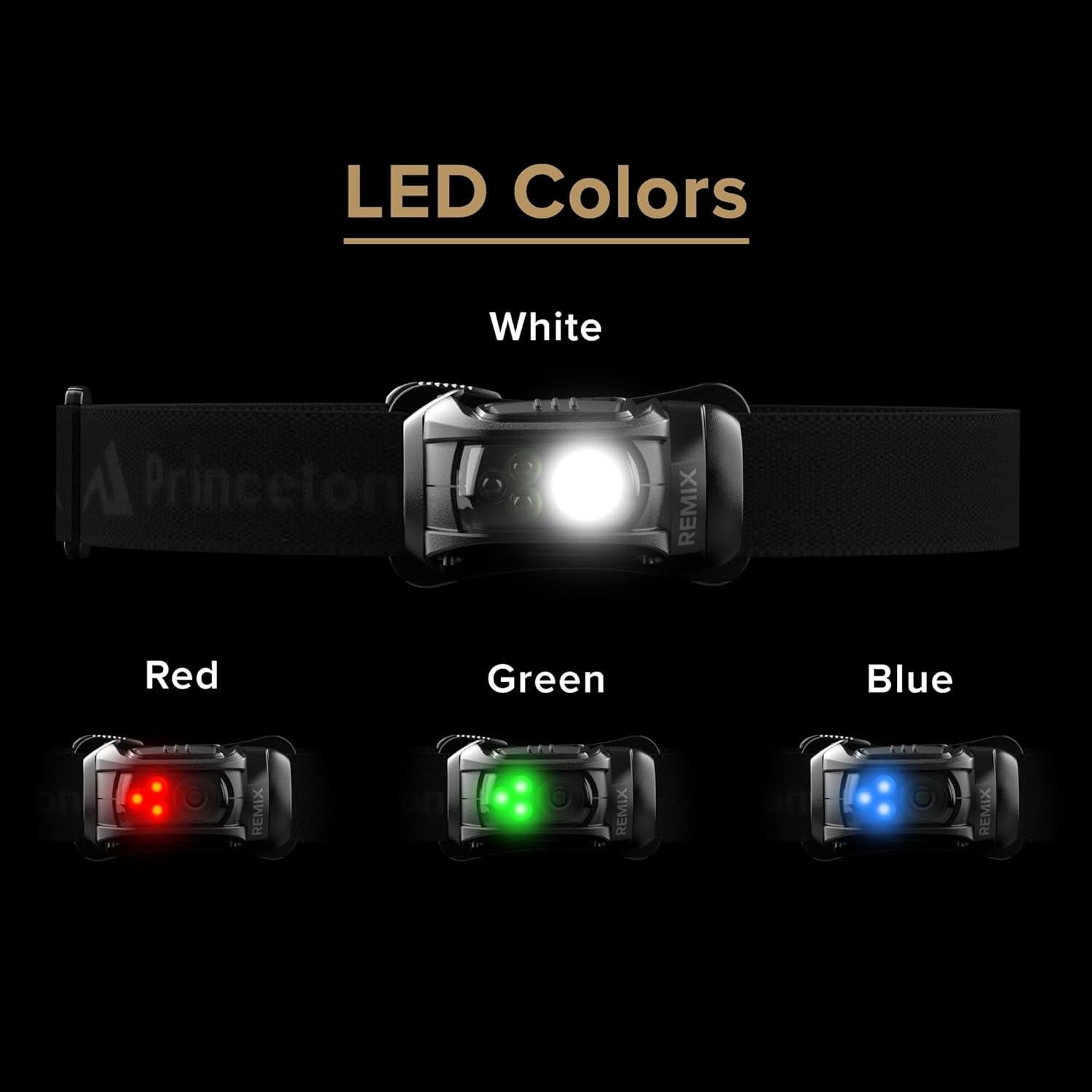 Linterna Frontal Princeton Tec Remix 450 Lúmenes RGB Negra