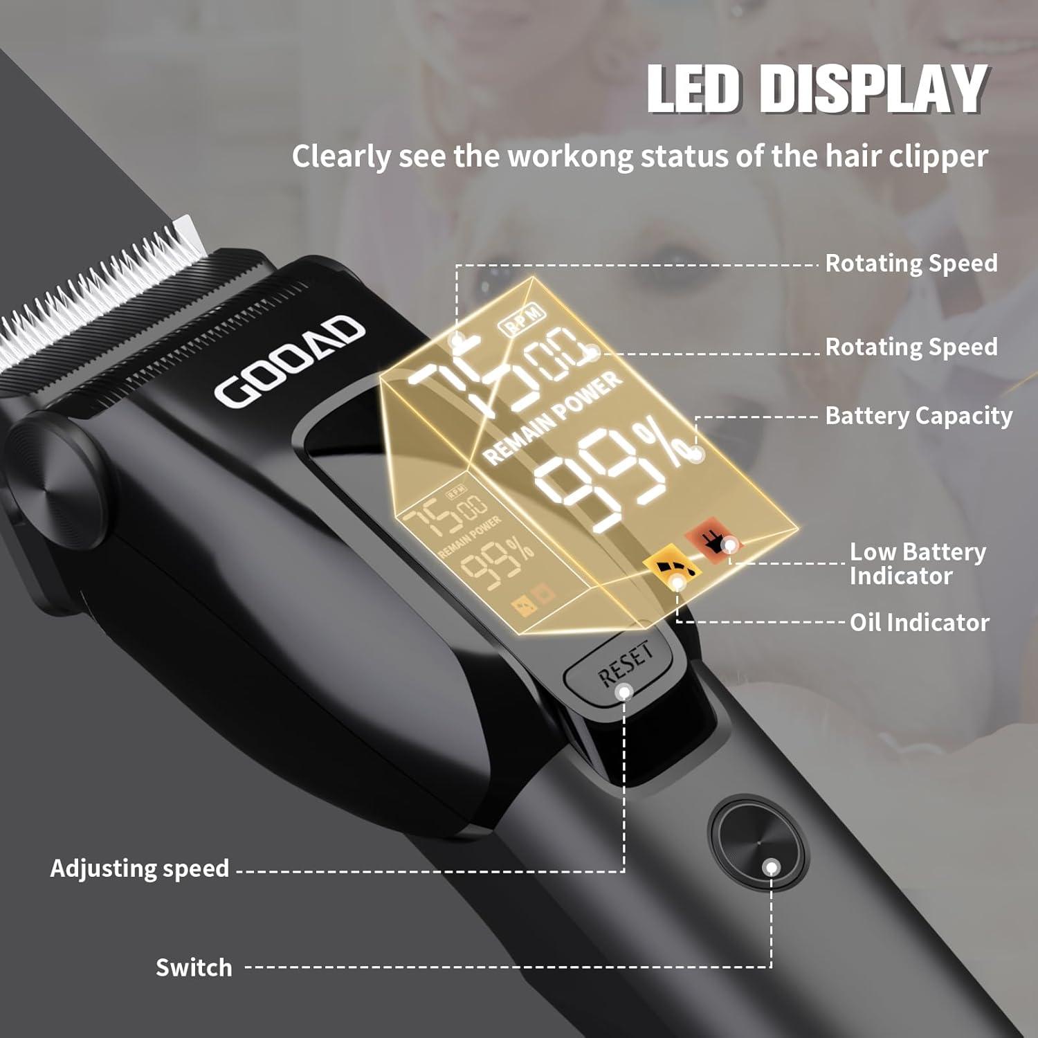 Cortadora de Perros Inalámbrica Gooad 7500rpm con Kit Completo