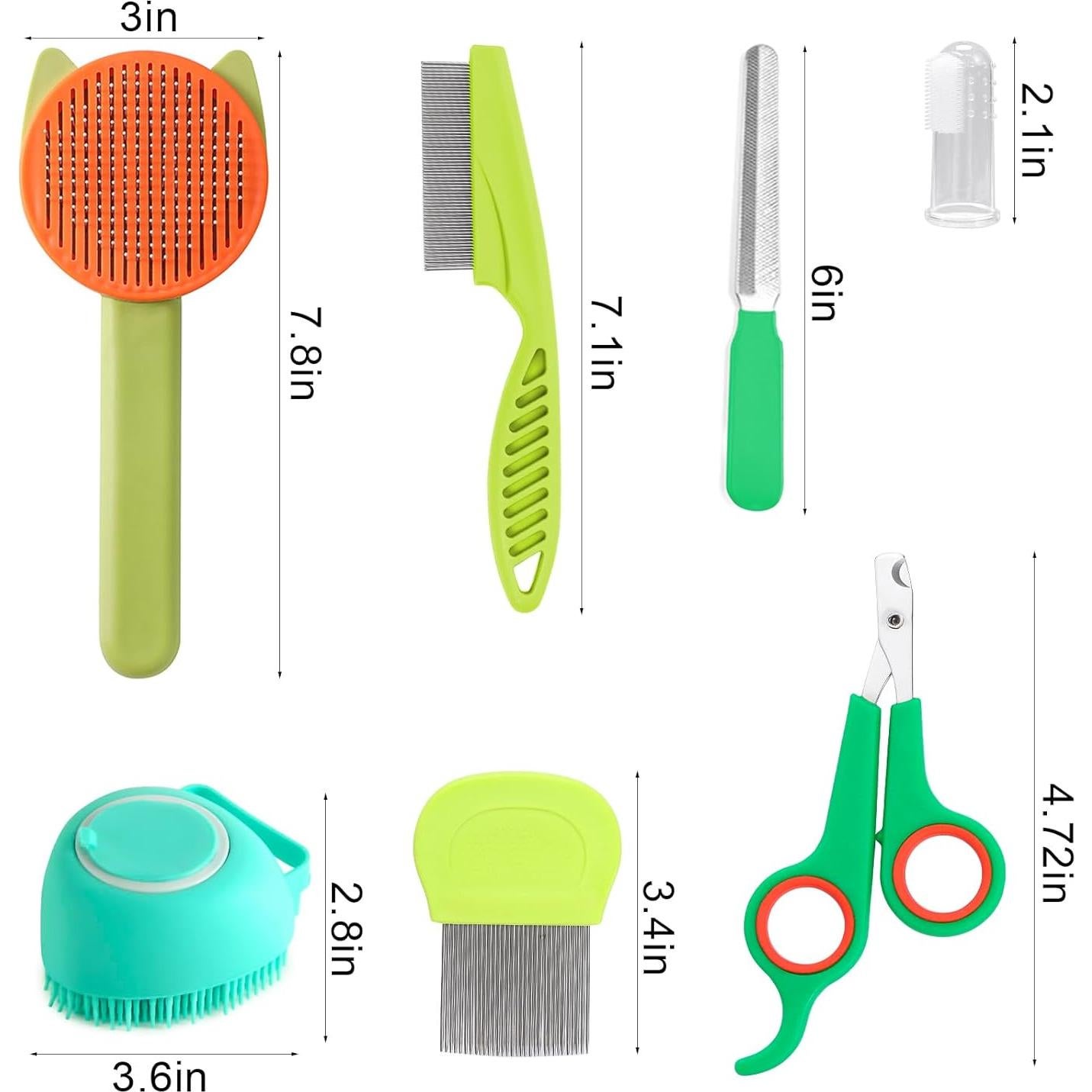 Kit de Limpieza para Mascotas VCZONE 8 Piezas Verde