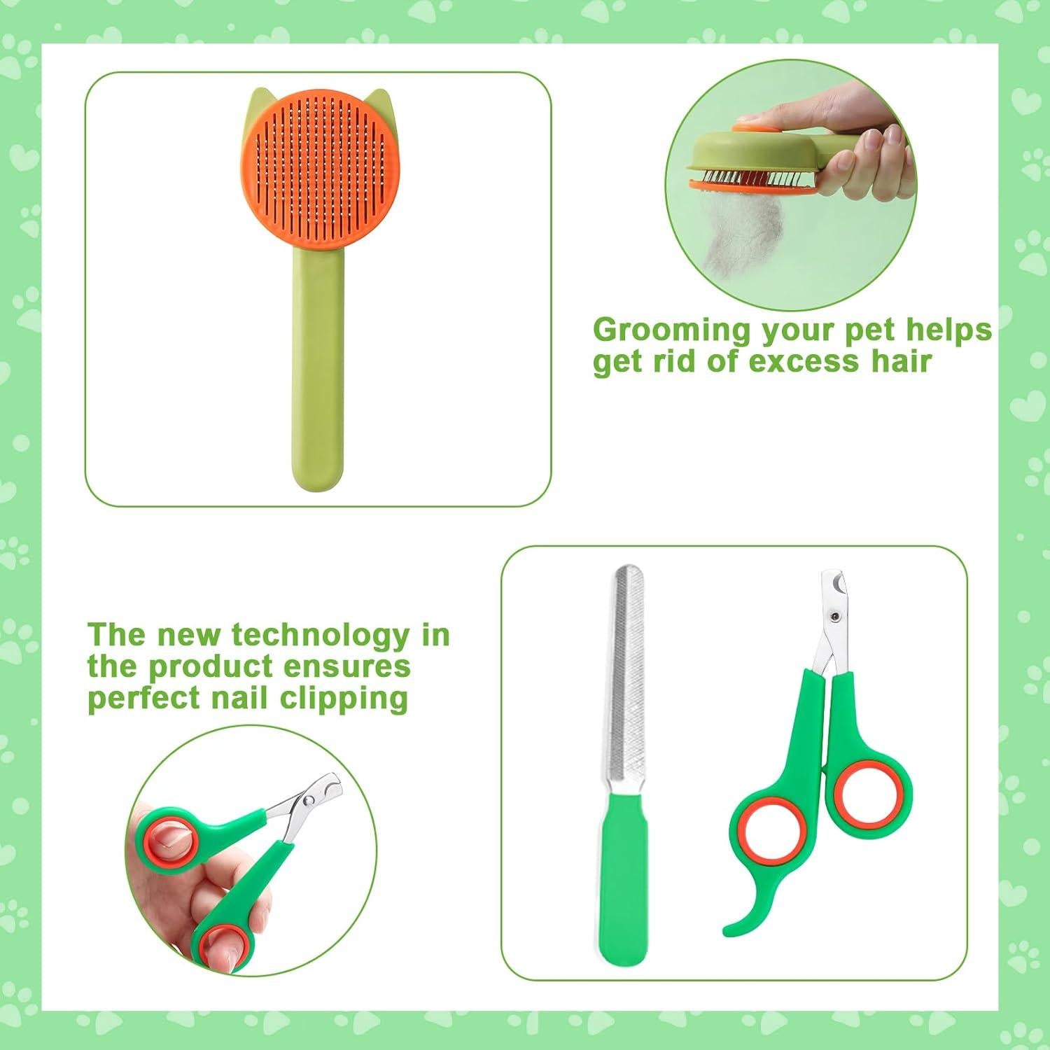 Kit de Limpieza para Mascotas VCZONE 8 Piezas Verde